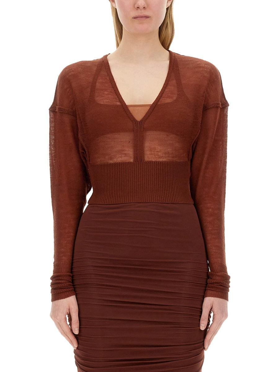 RICK OWENS Regular Fit Wool T-Shirt - Women's S