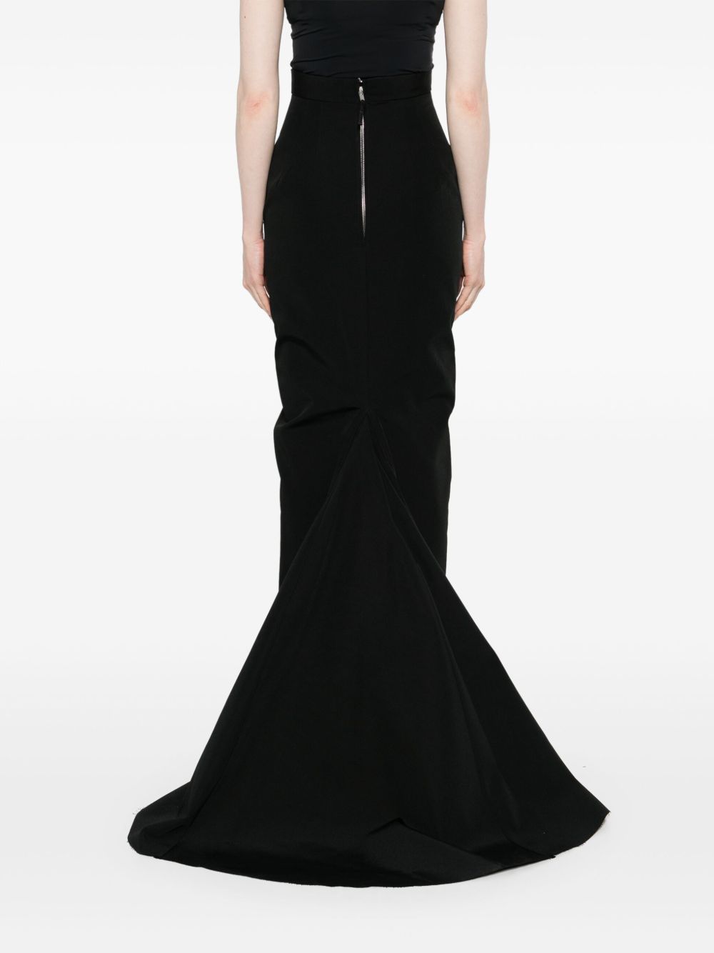 RICK OWENS Pleated Long Skirt with Rear Zip Fastening