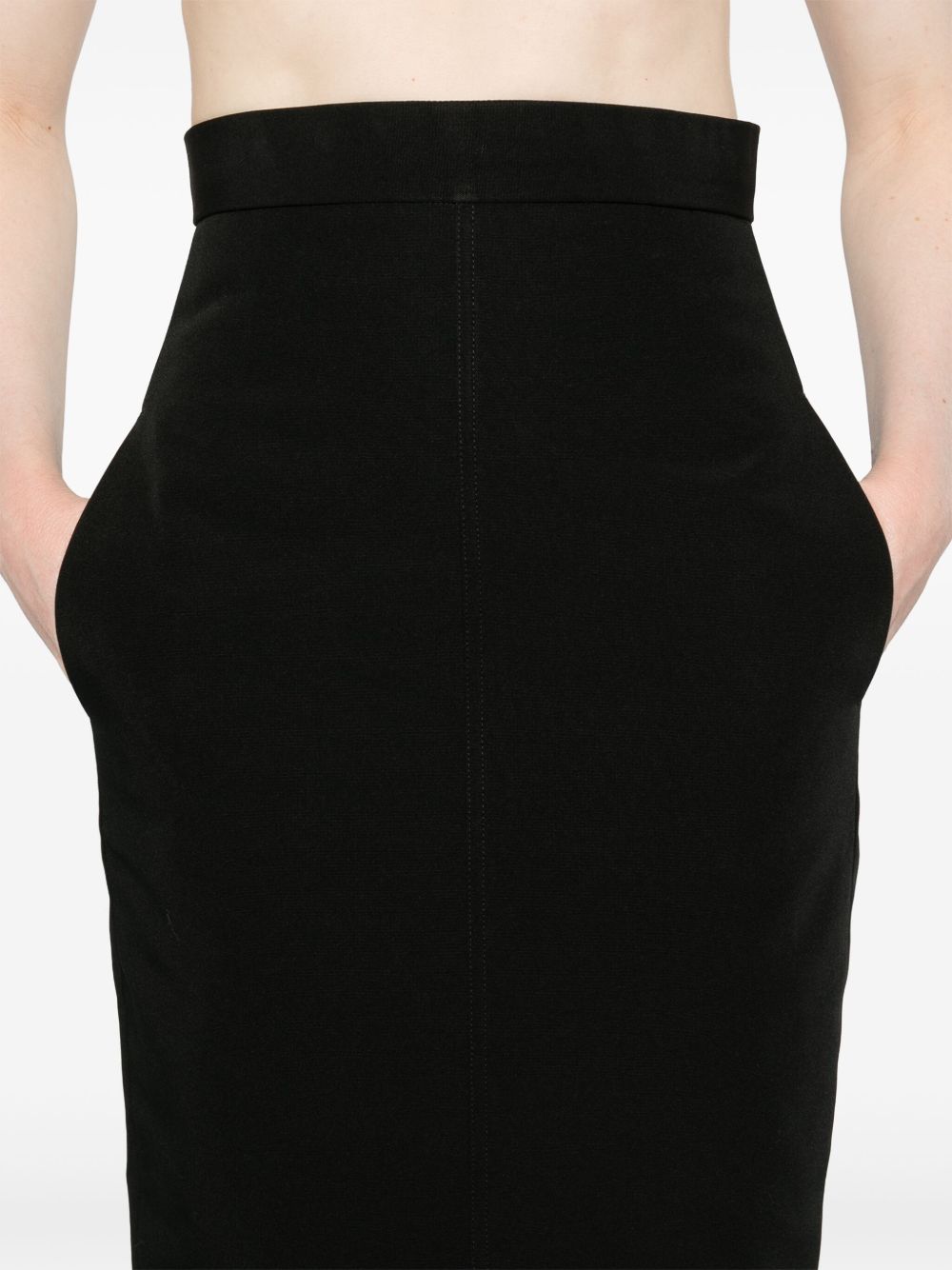 RICK OWENS Pleated Long Skirt with Rear Zip Fastening