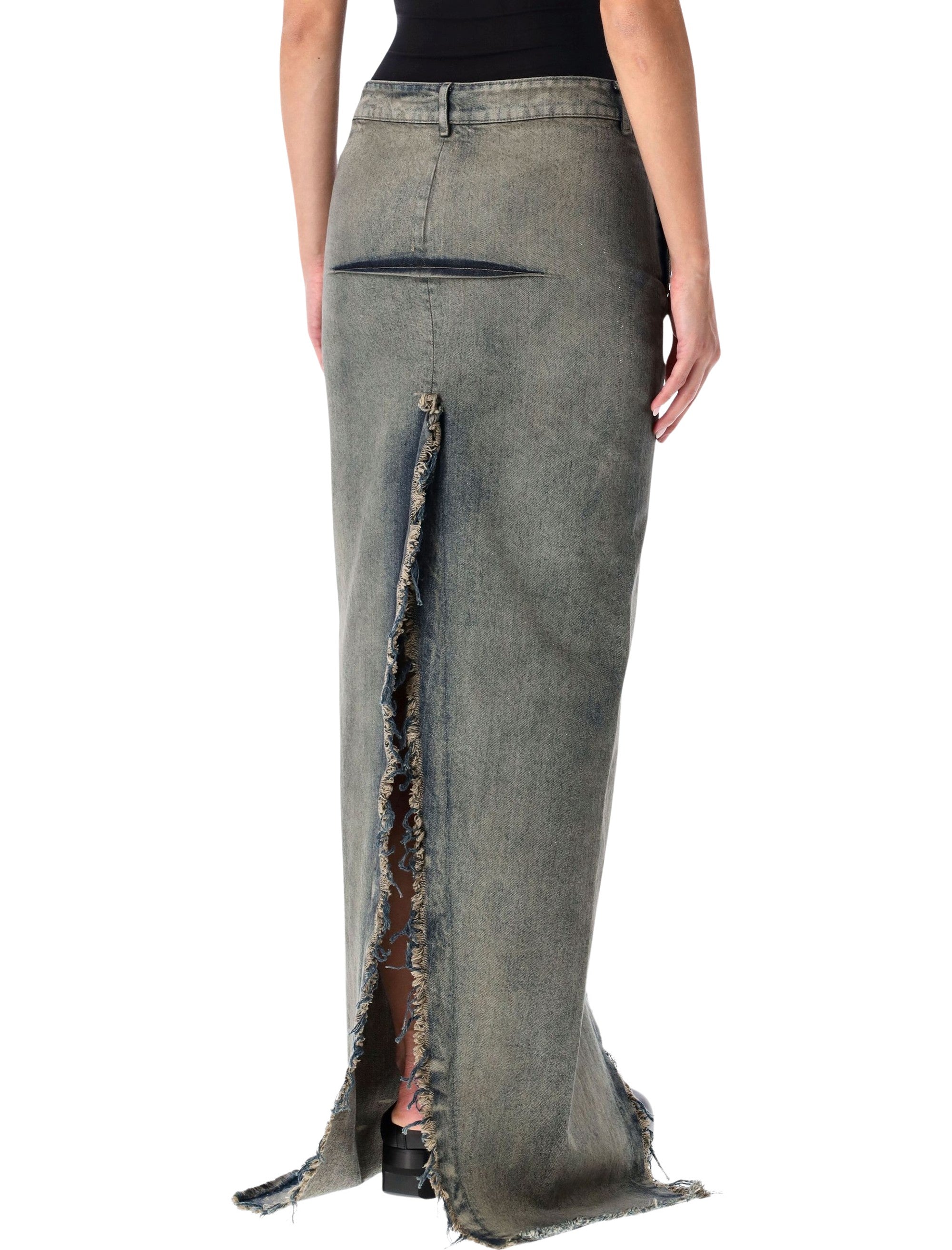 RICK OWENS Long Denim Sliced Skirt - Size 26