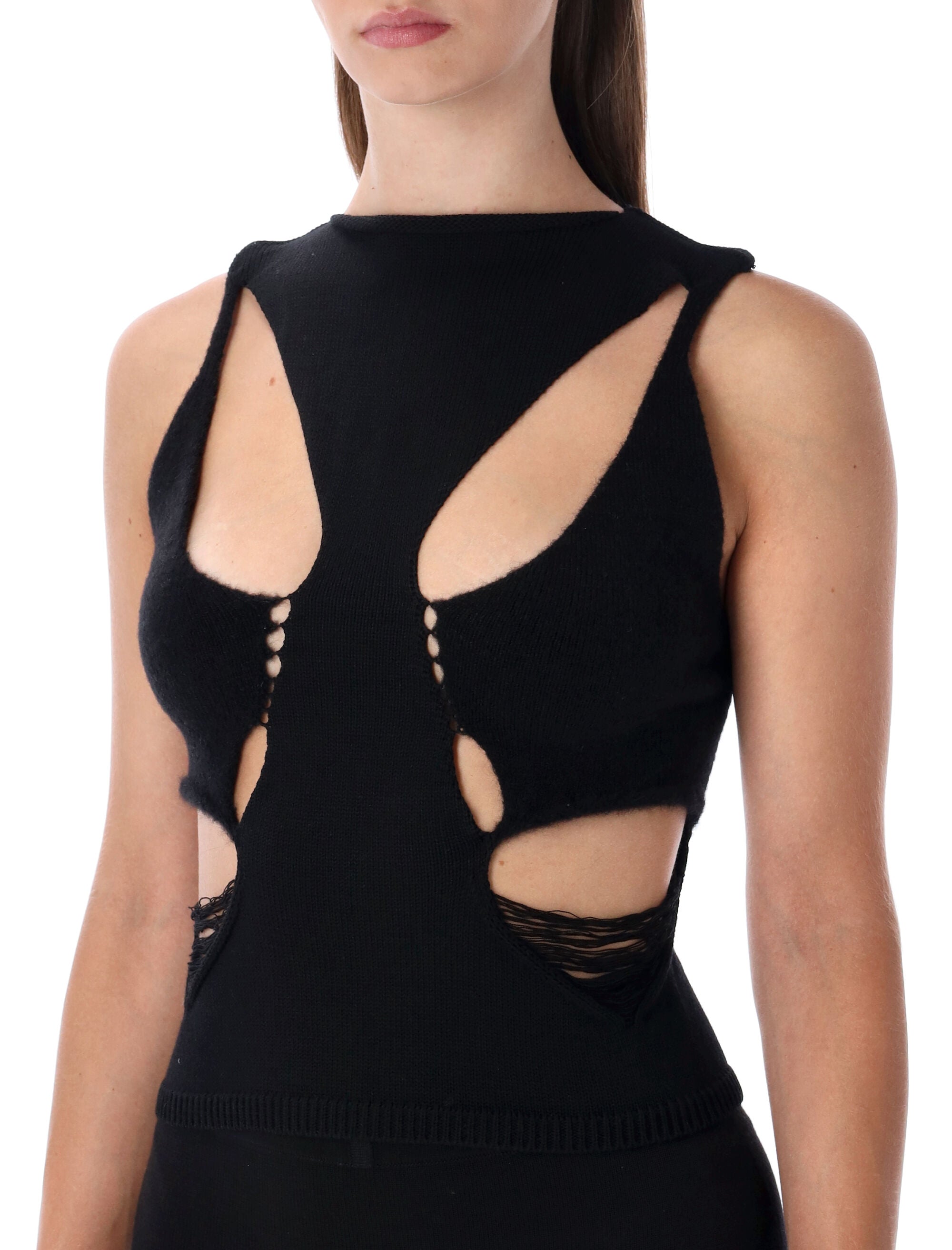 RICK OWENS Sensual Minimalism Sleeveless Cut-Out Top