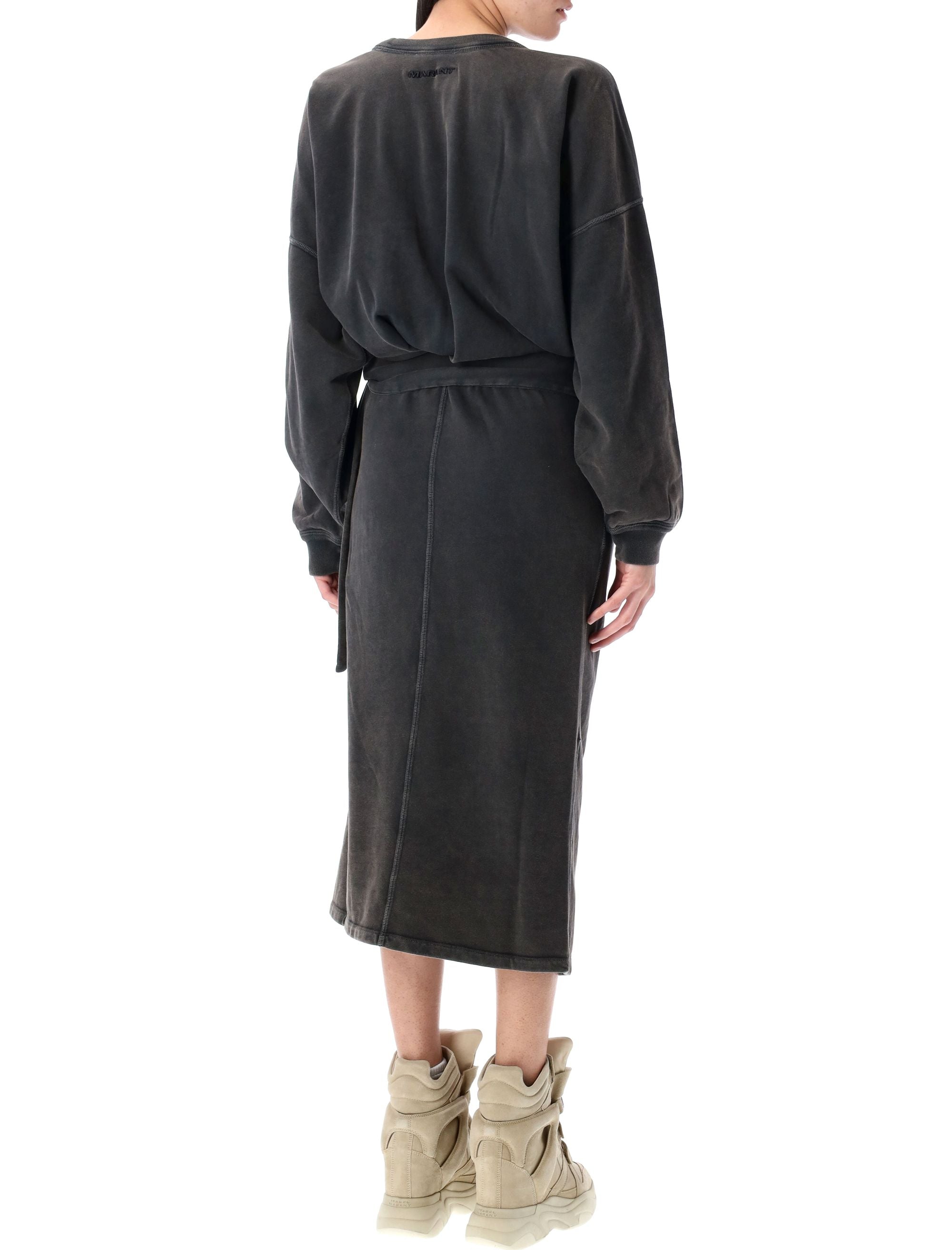 ISABEL MARANT ETOILE Feminine Sweatshirt Dress with Adjustable Tie-Up Waist - Size 36