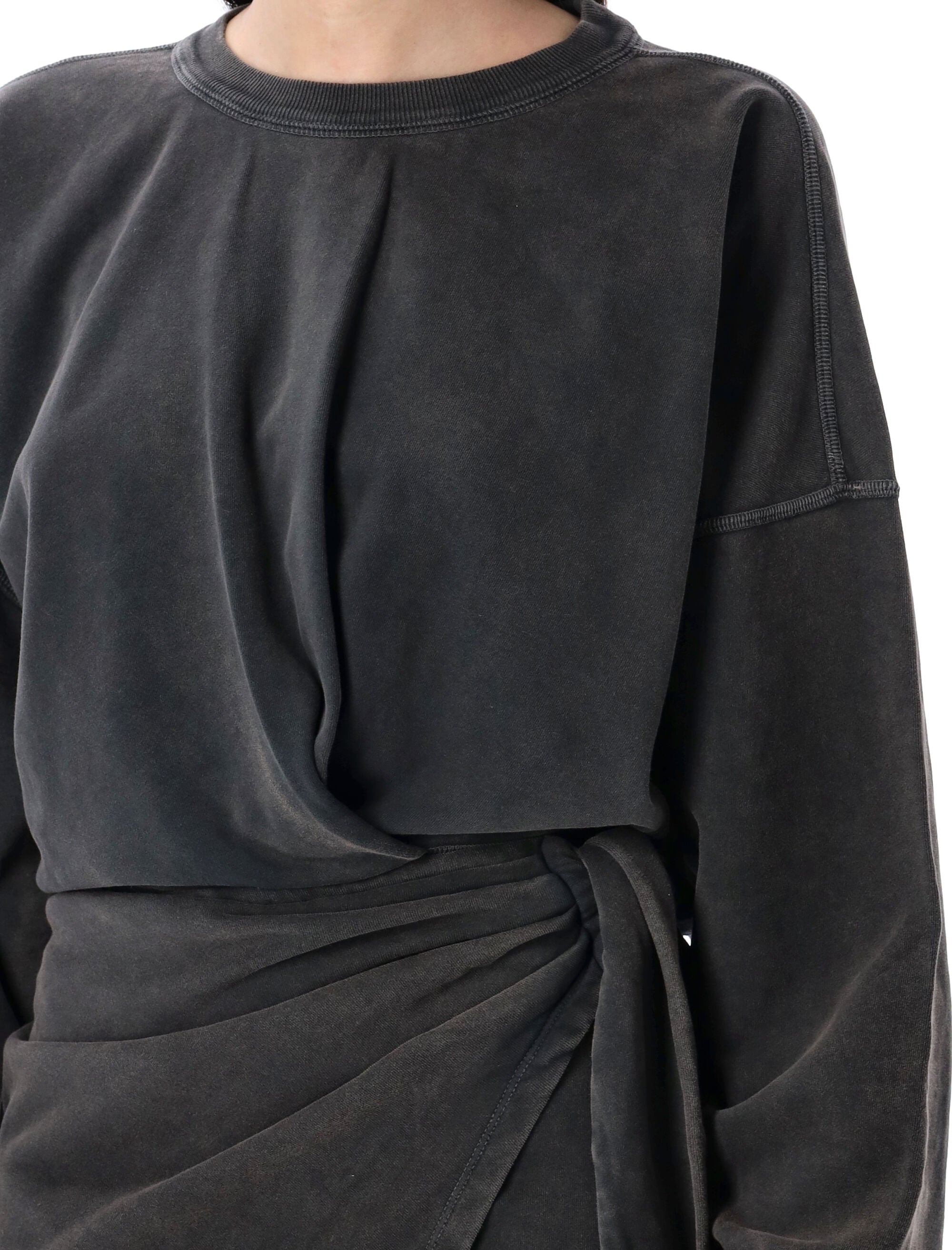 ISABEL MARANT ETOILE Feminine Sweatshirt Dress with Adjustable Tie-Up Waist - Size 36