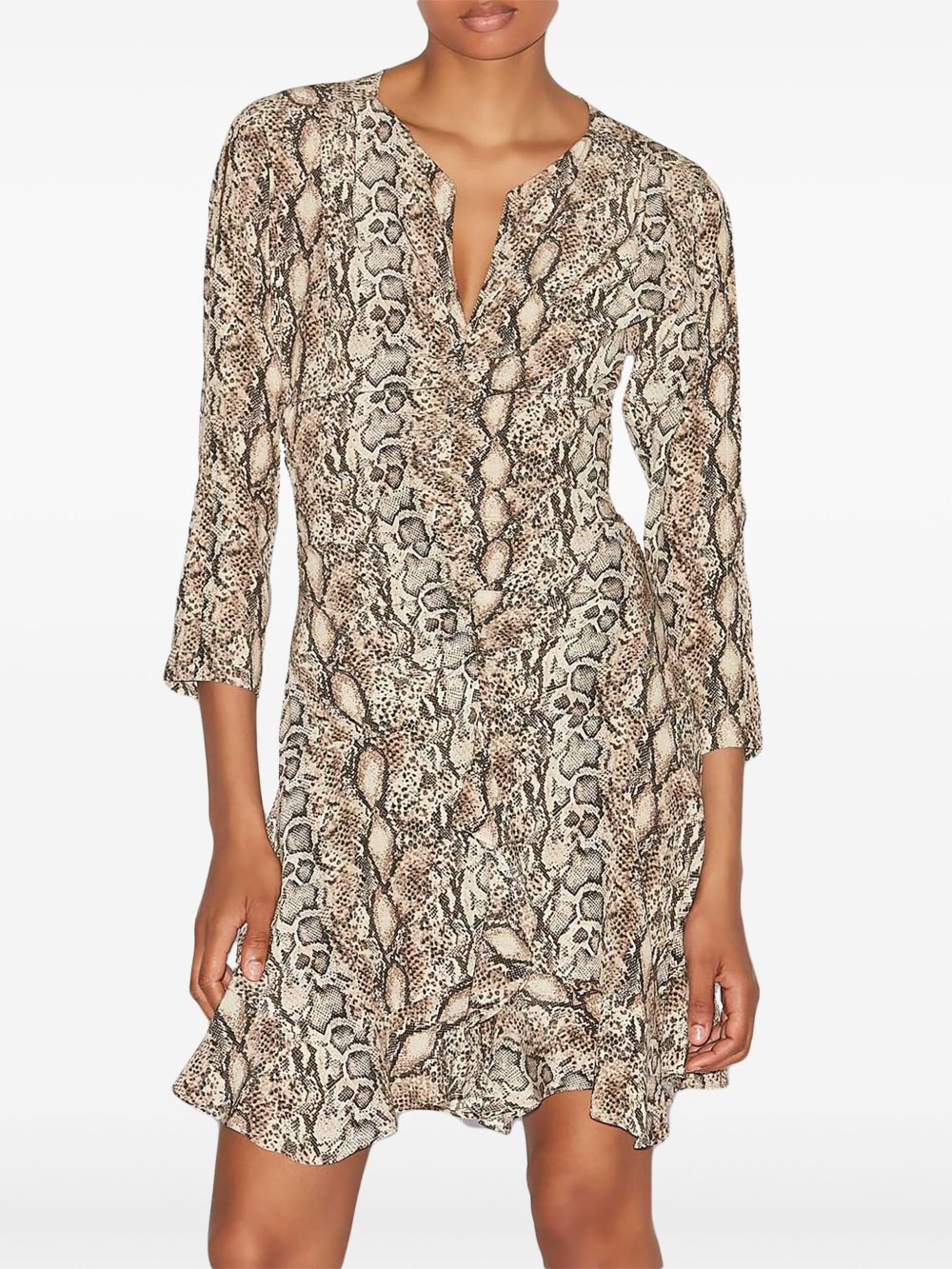 ISABEL MARANT Ruched Mini Dress with Snakeskin Print