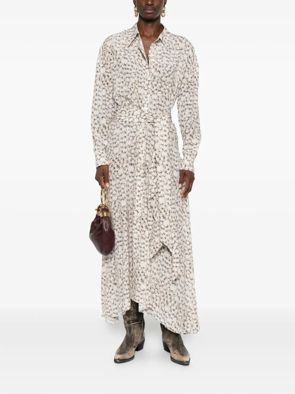 ISABEL MARANT Samantha Long Crepe Shirt Dress