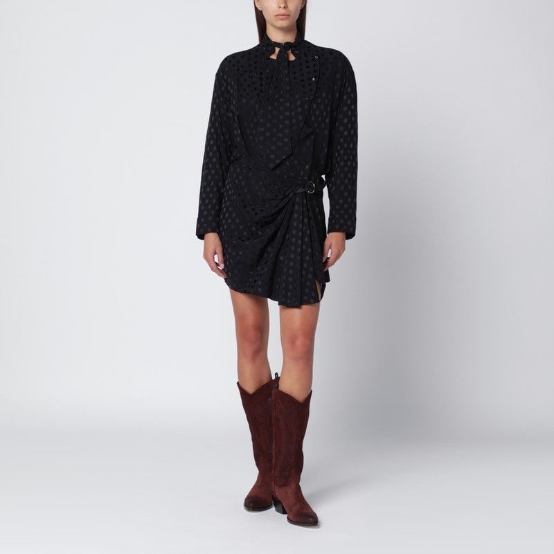 ISABEL MARANT Polka-Dot Silk-Blend Dress with Asymmetric Button Closure