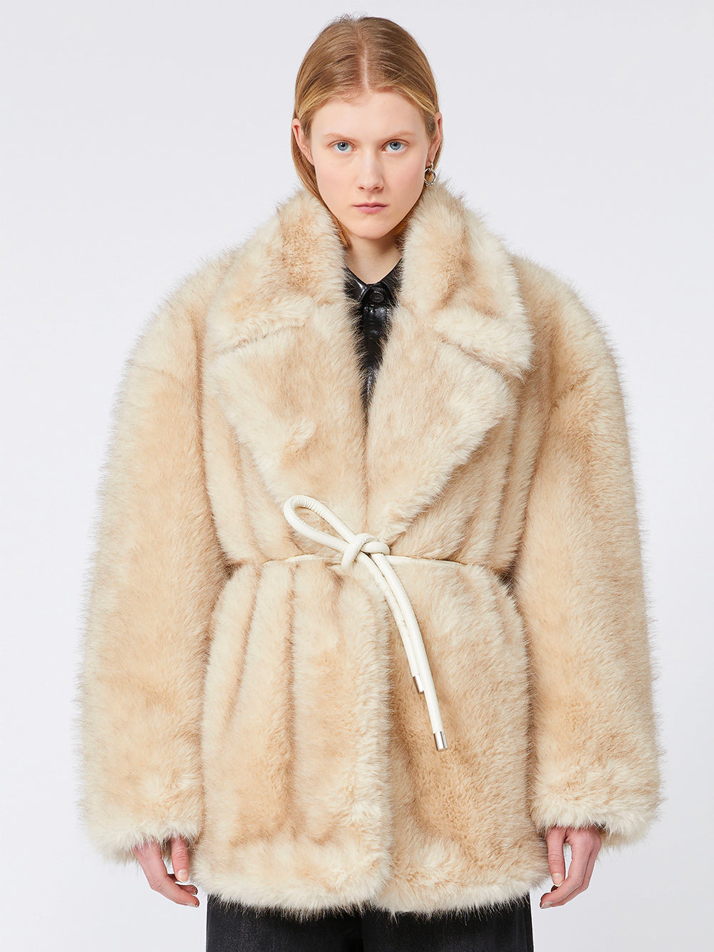 MAX MARA SPORTMAX Belted Furry-Effect Heavy Jacket - Wide Fit