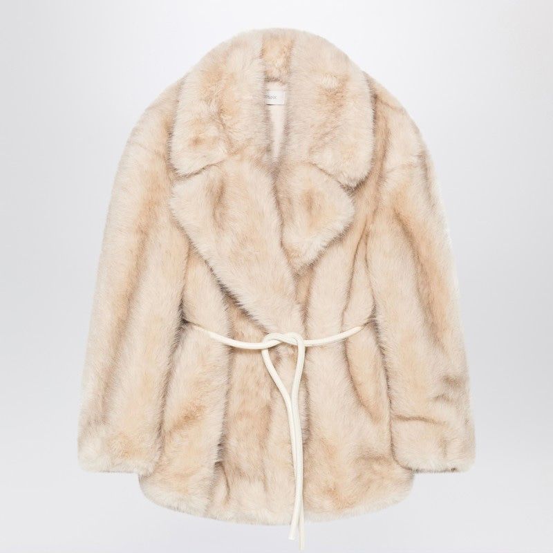 MAX MARA SPORTMAX Faux Fur Jacket with Belt - Oversized Fit