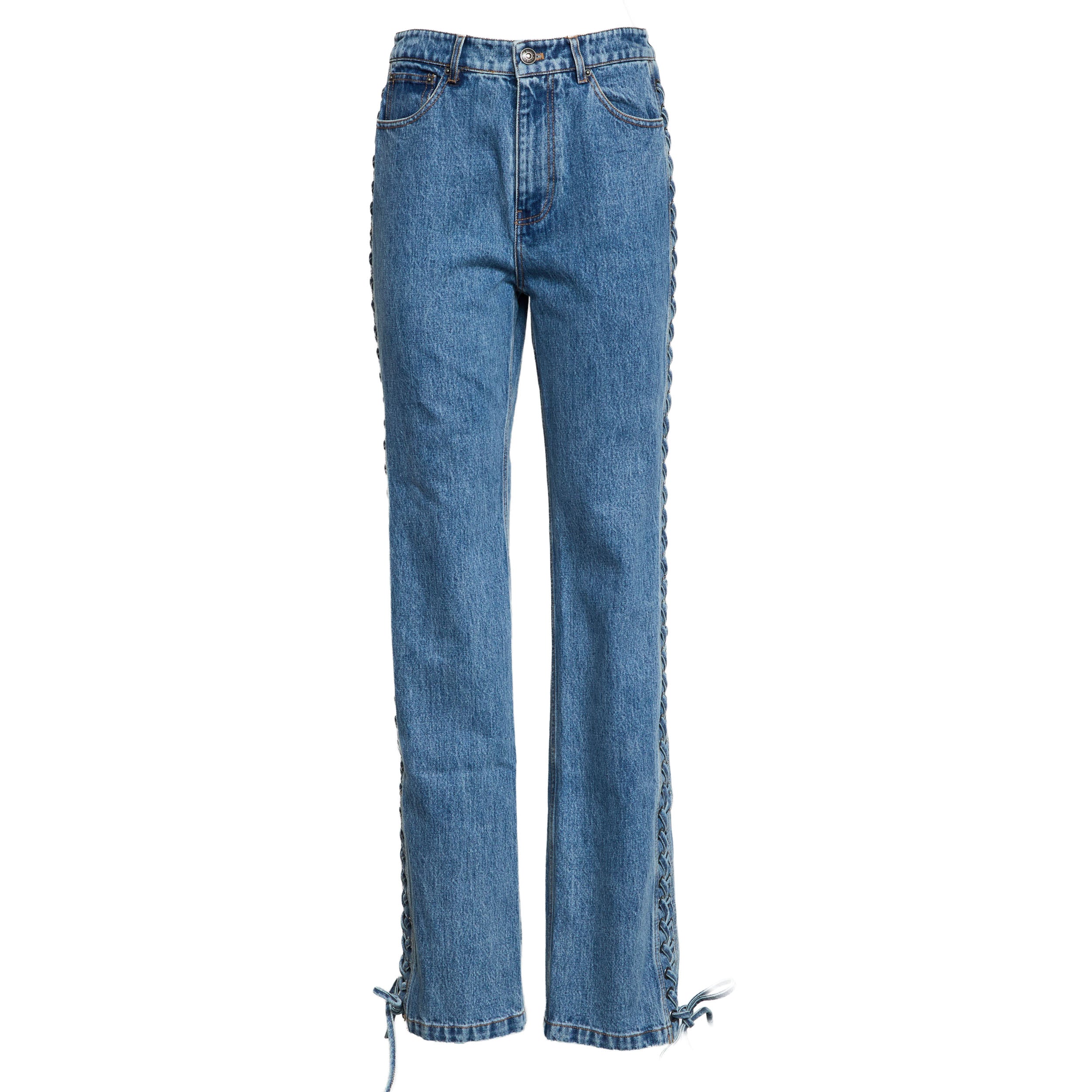 ROTATE Straight Leg Jeans with Braided Laces for Women