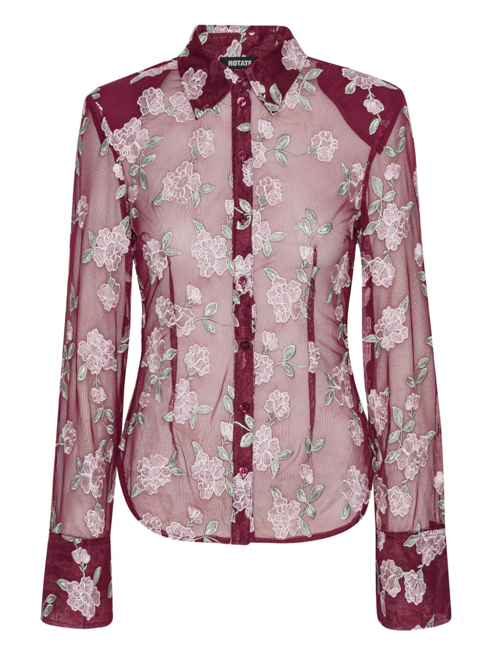 ROTATE Sophisticated Semi-Transparent Floral Embroidered Shirt for Women