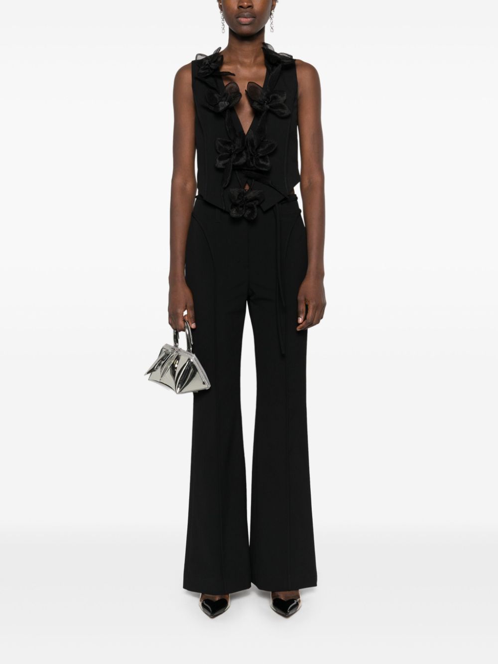 ROTATE Floral Appliqué Slim-Fit Gilet for Women