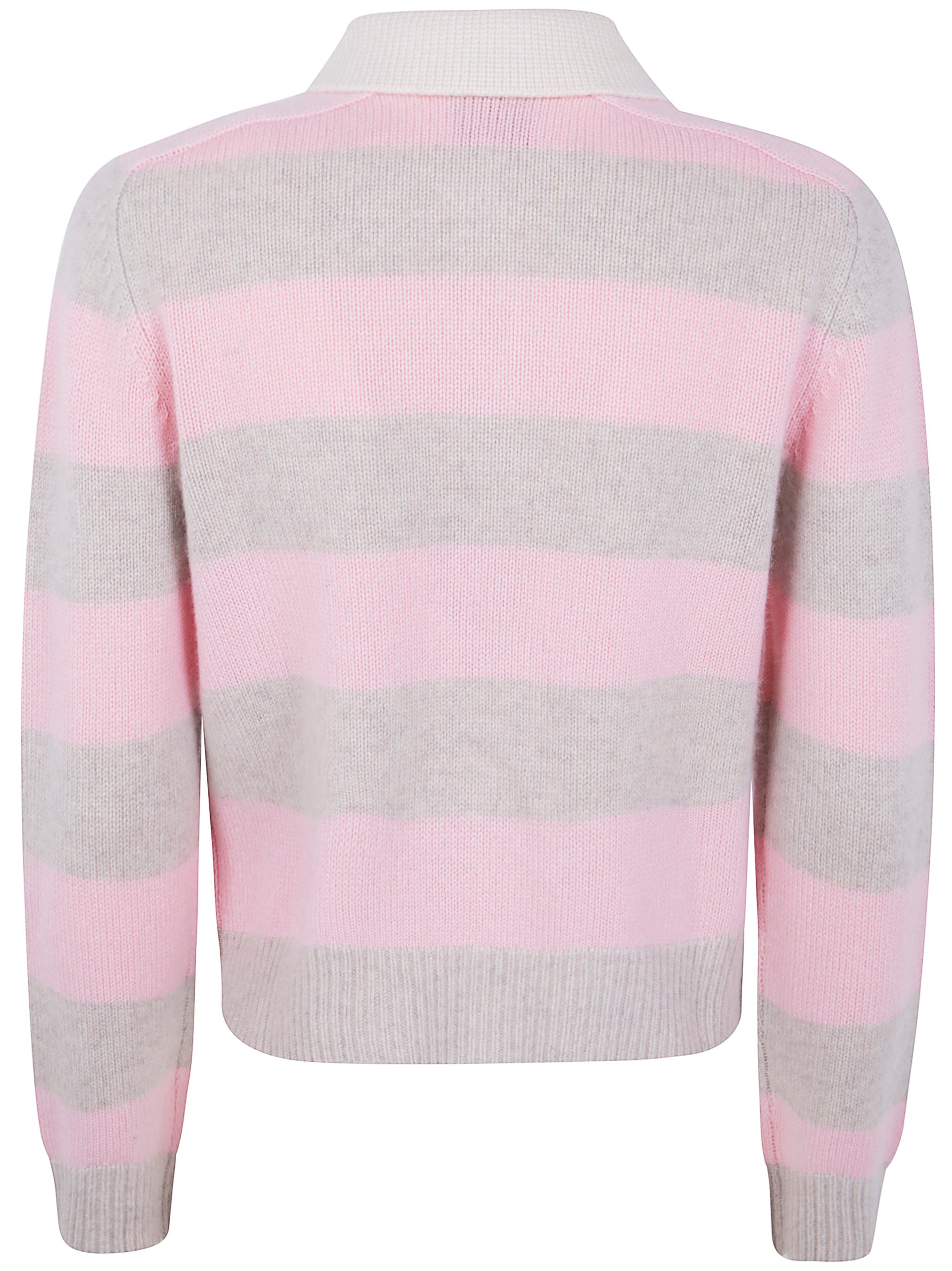 KUJTEN Royce Stripe Sweater with Shirt-Style Collar