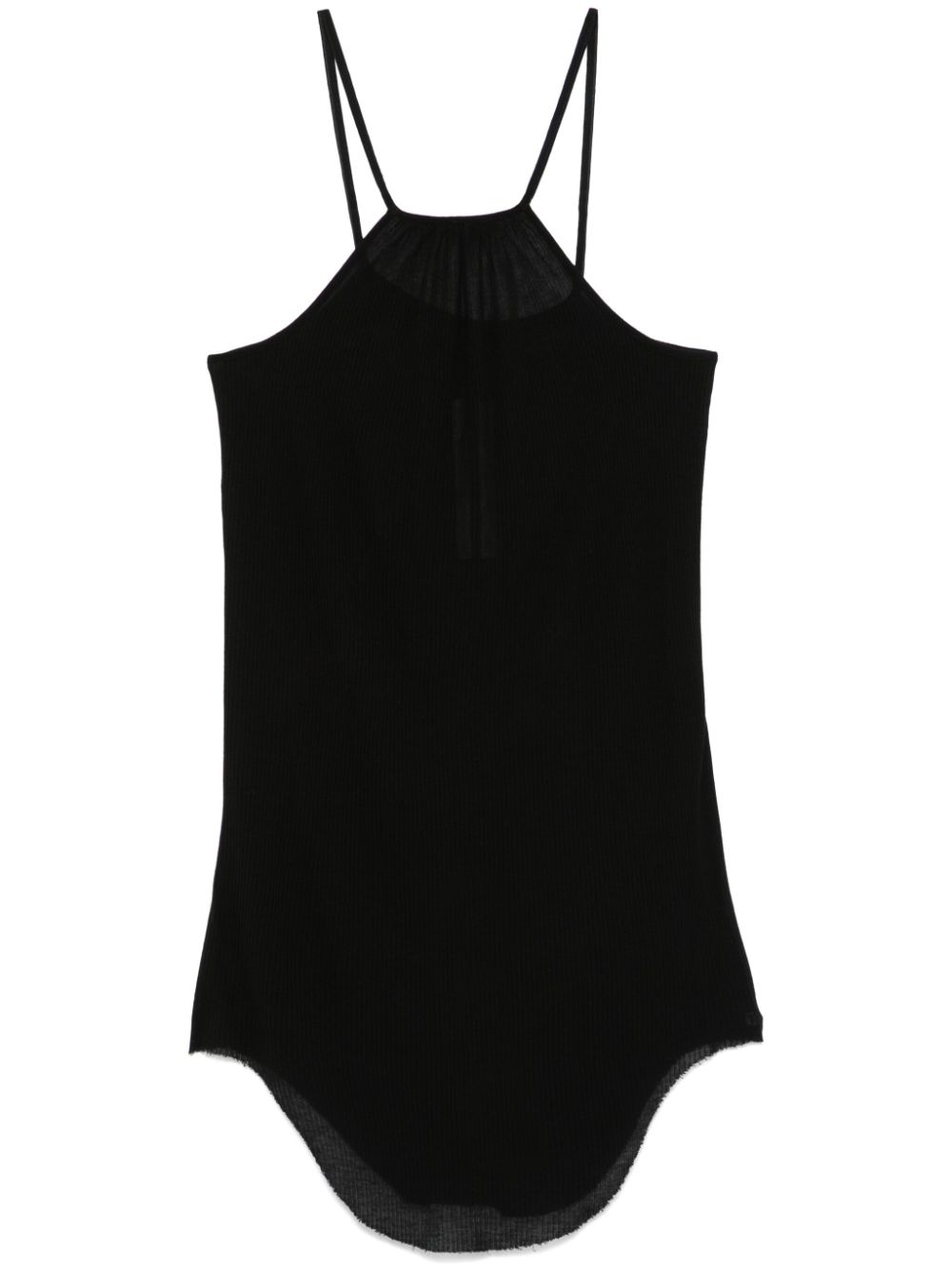 RICK OWENS Silk Top with Spaghetti Straps and Raw-Cut Hem
