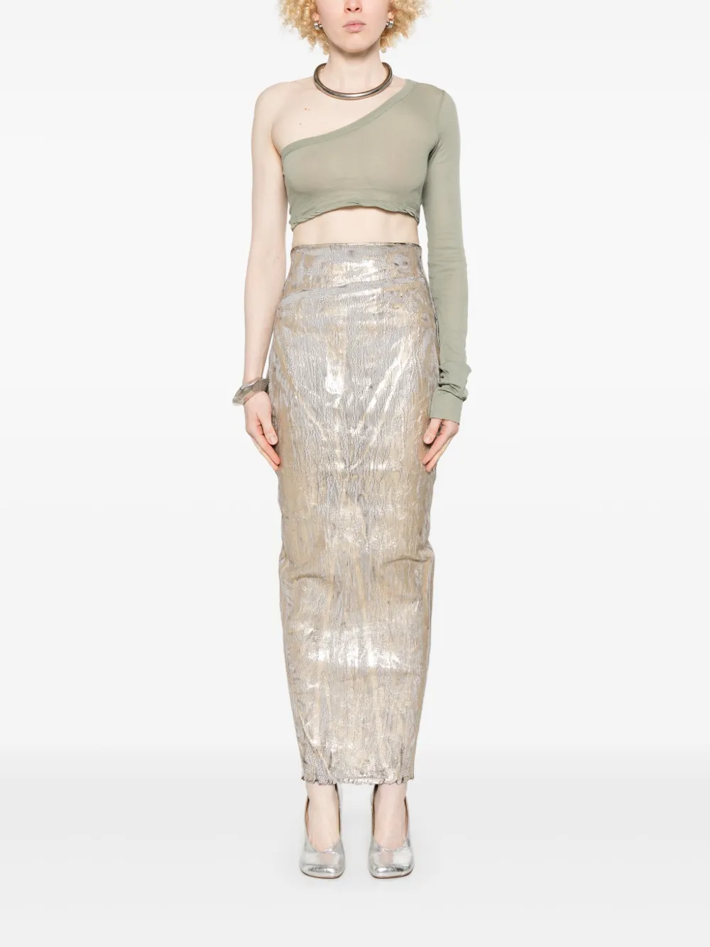 RICK OWENS Cropped One-Shoulder Mini Top