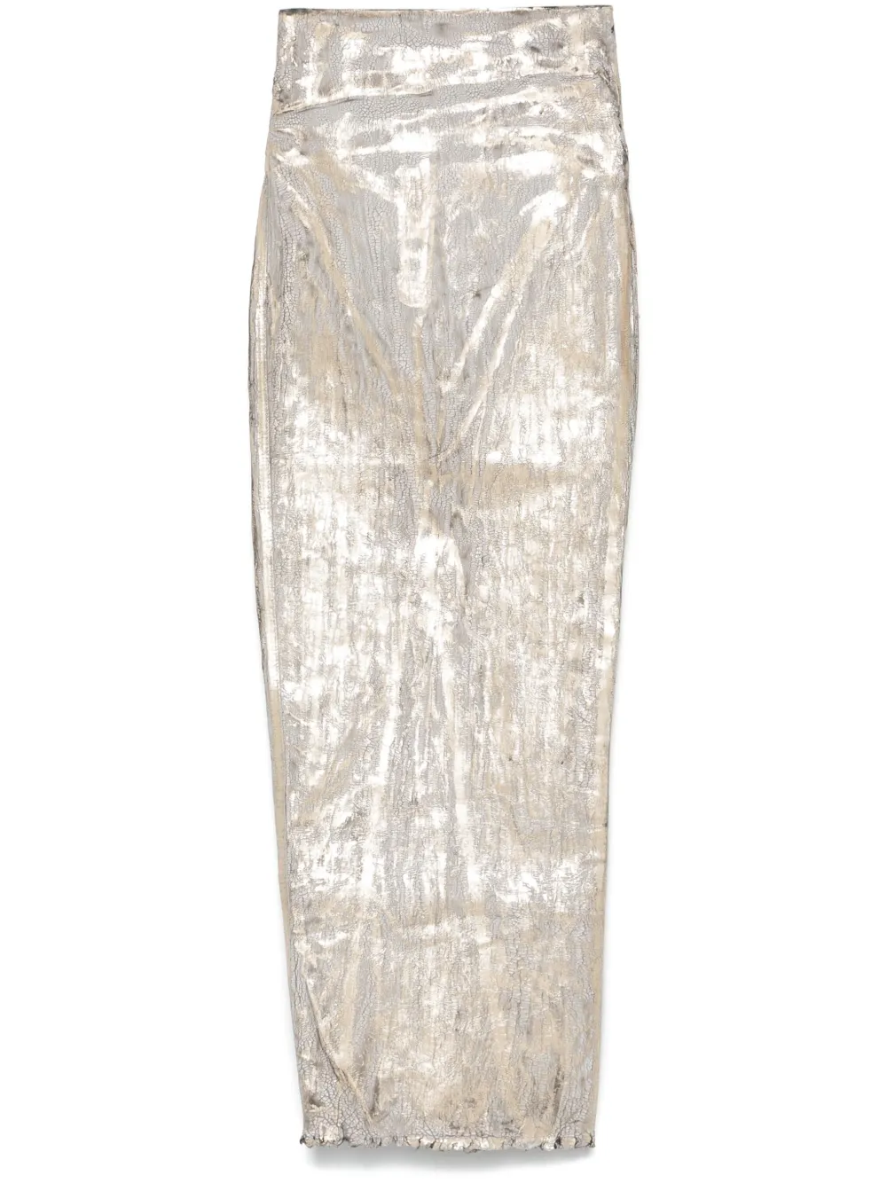 RICK OWENS High-Rise Frayed Hem Skirt (Size 40)