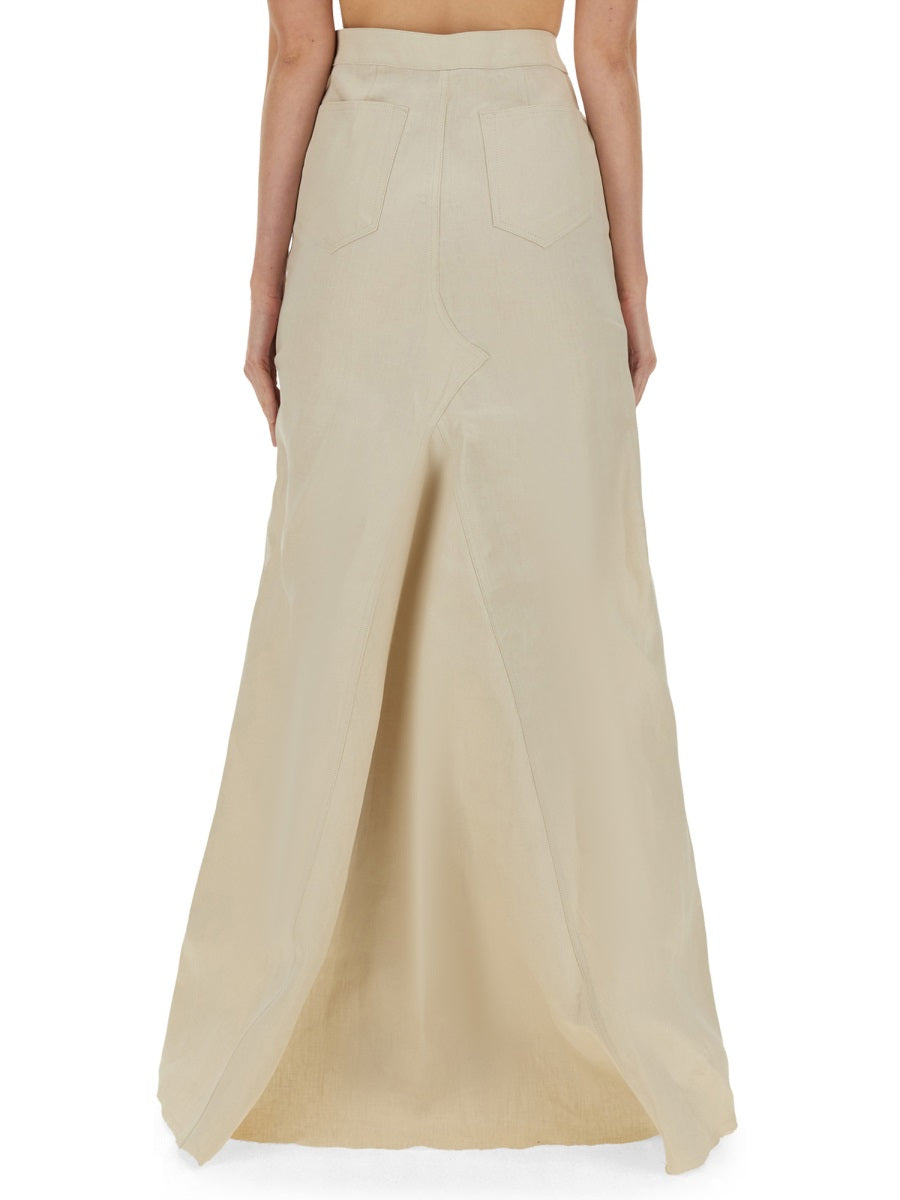 RICK OWENS Linen Long Skirt - Size 38 IT