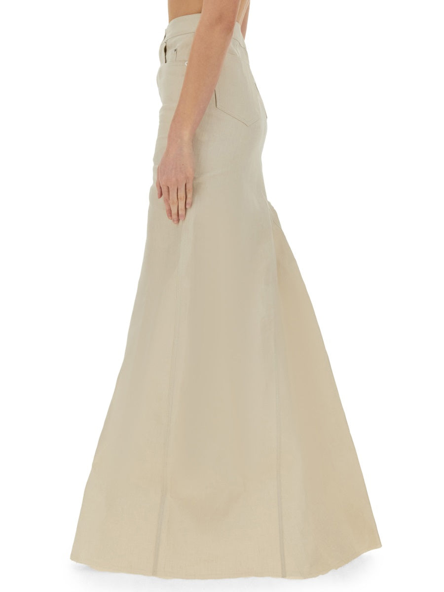 RICK OWENS Linen Long Skirt - Size 38 IT