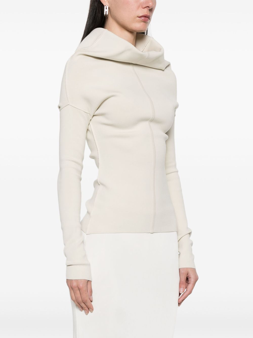 RICK OWENS Draped Cowl Neck Long Sleeve Top