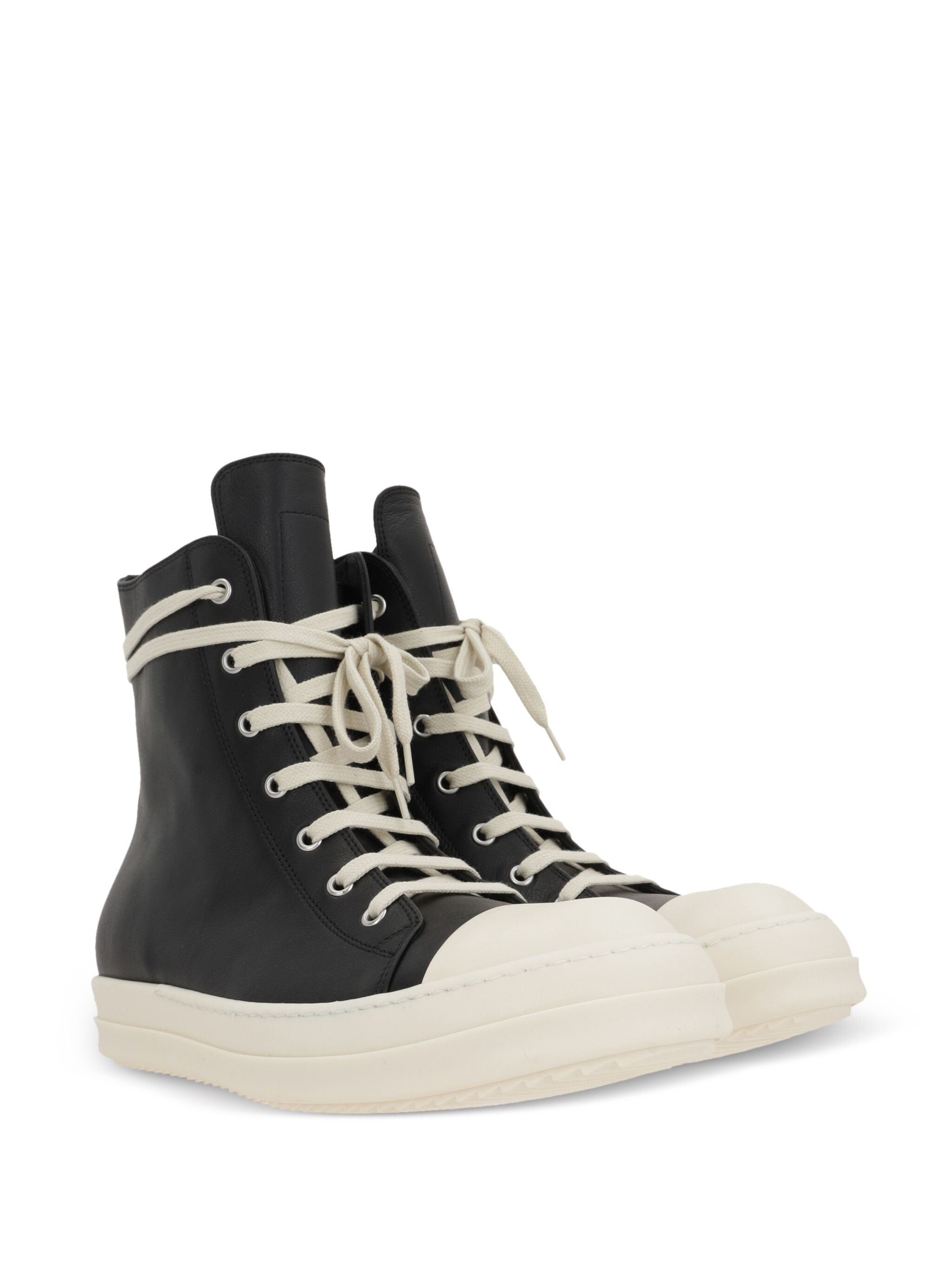 RICK OWENS High Ankle Sneakers with Lace Closure and Side Zip