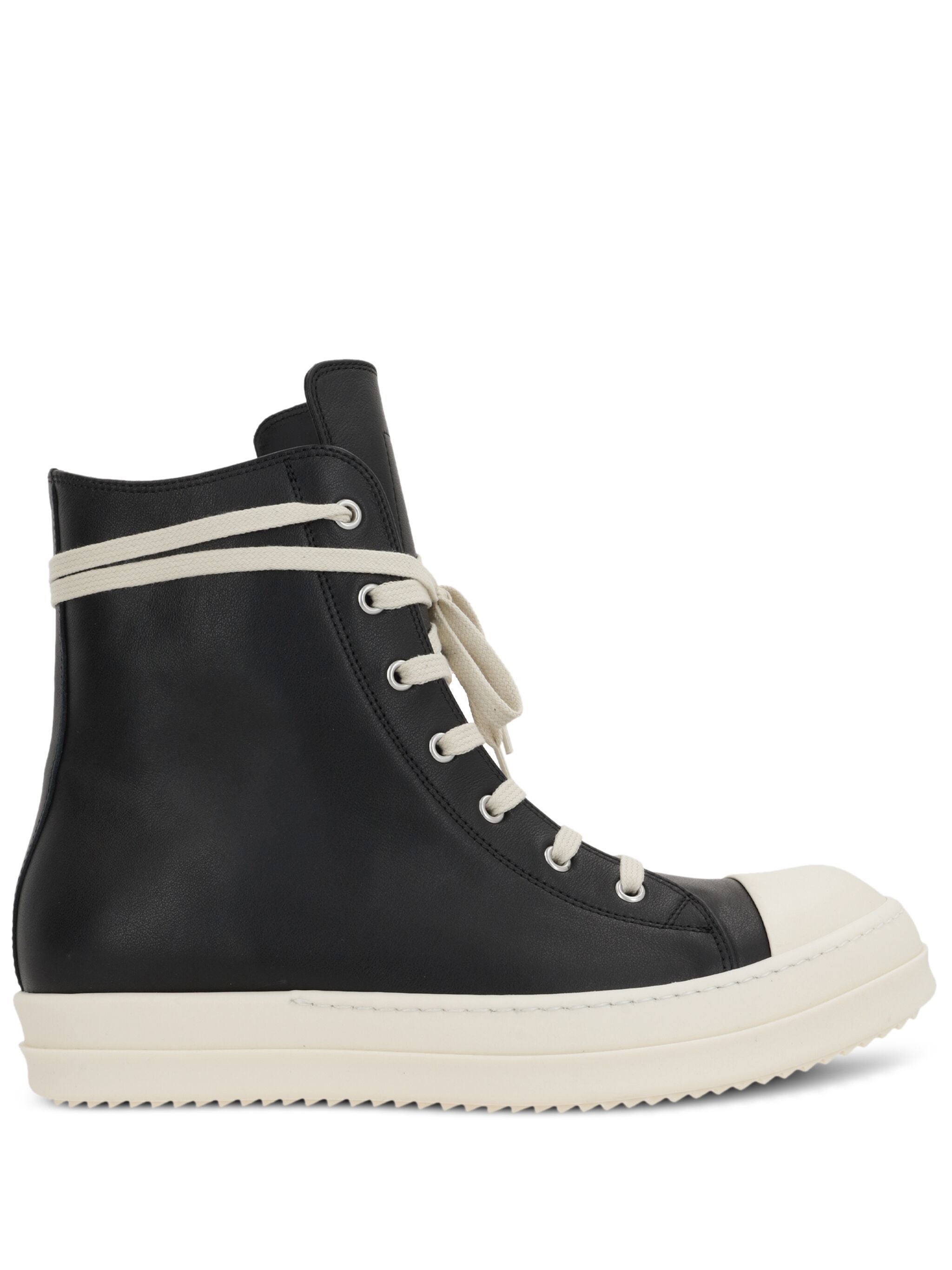 RICK OWENS High Ankle Sneakers with Lace Closure and Side Zip