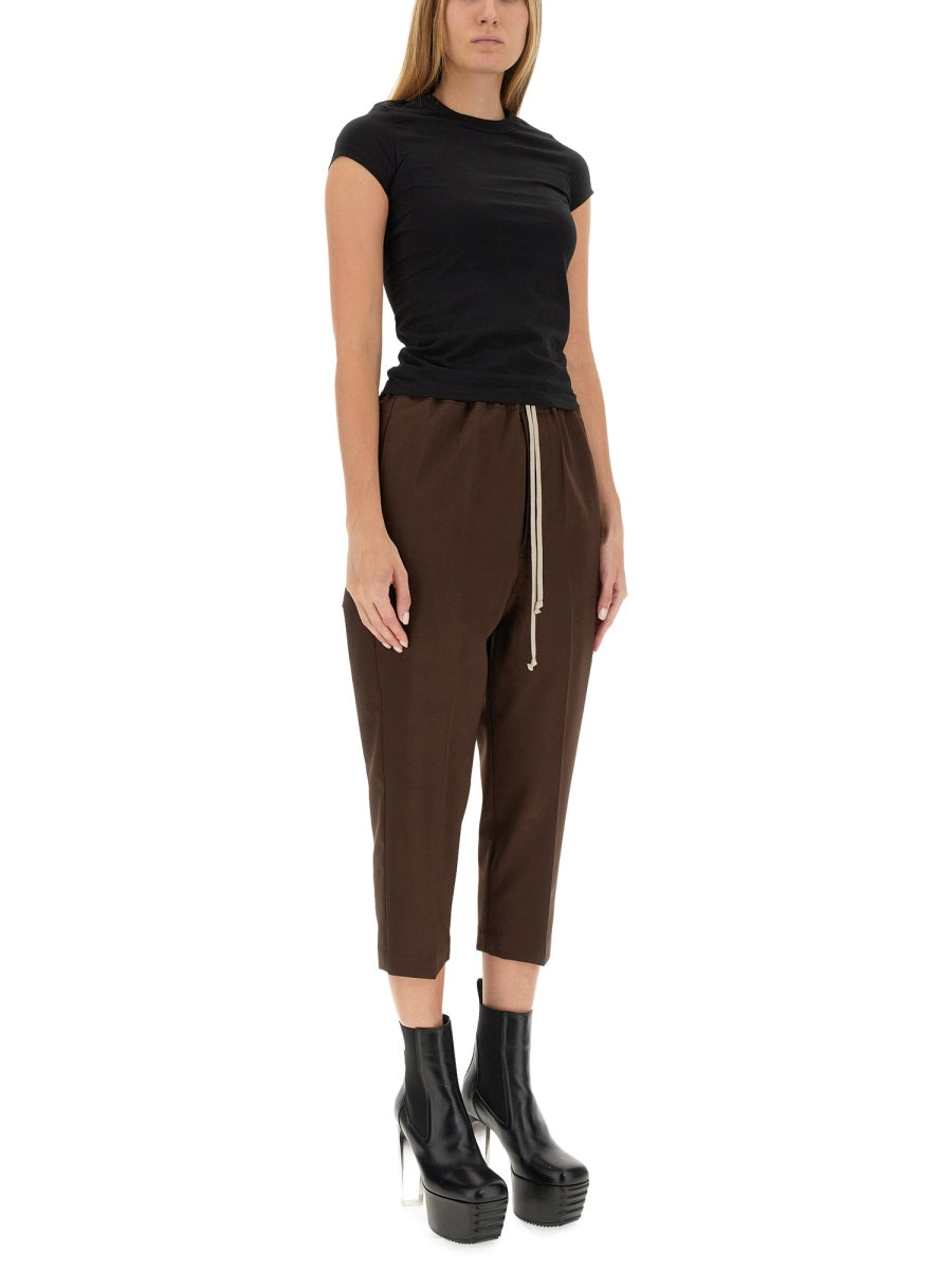 RICK OWENS Cropped Drawstring Astaires Pants - Regular Fit (Size 40)