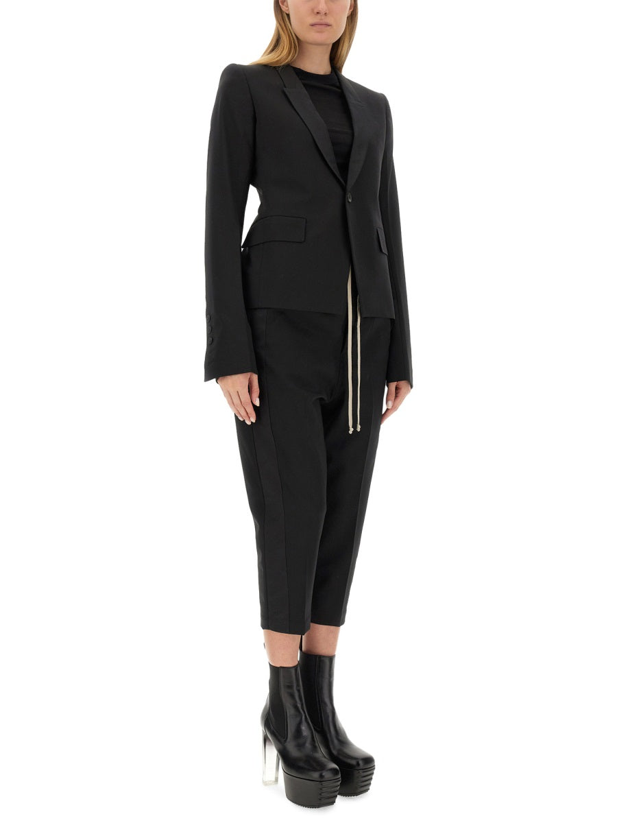 RICK OWENS Cropped Drawstring Trousers (Regular Fit)