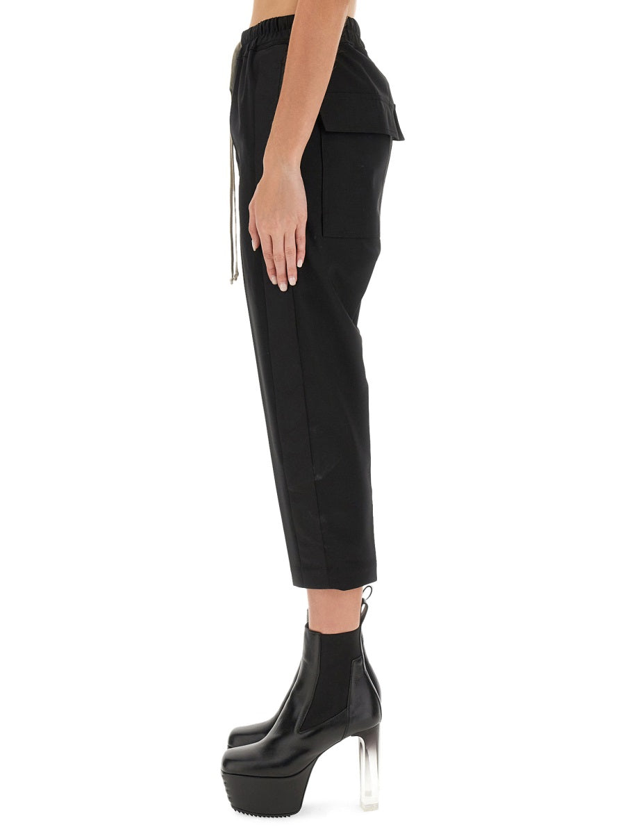 RICK OWENS Cropped Drawstring Trousers (Regular Fit)