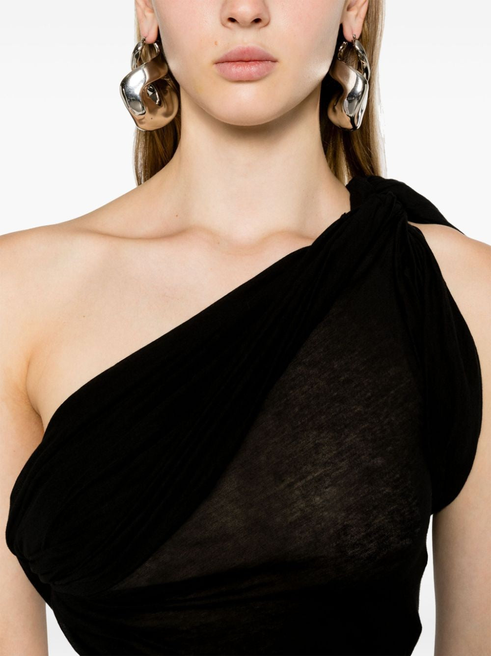 RICK OWENS Asymmetrical Twisted T-Shirt, Fitted at Waist