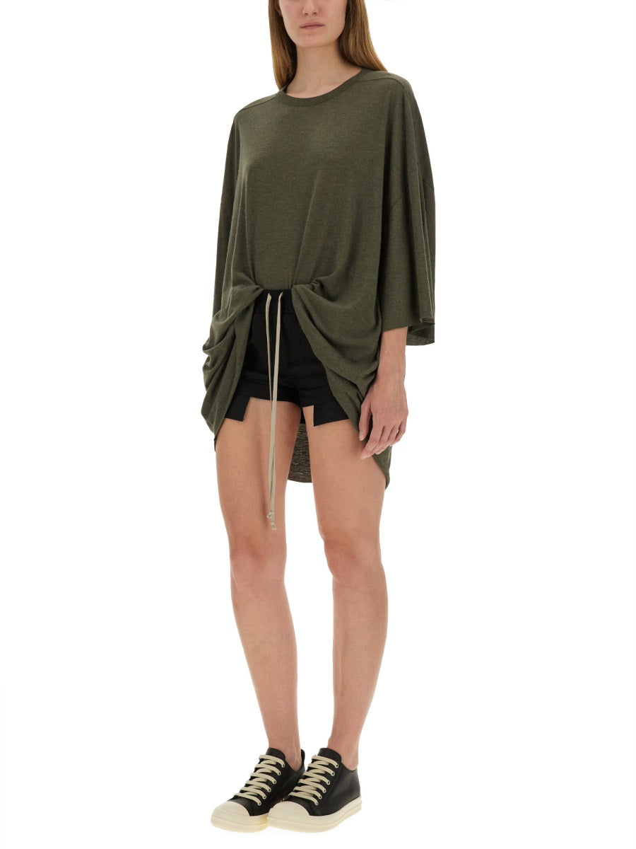 RICK OWENS Loose Fit Round Collar Top - Women’s Three-Quarter Sleeve