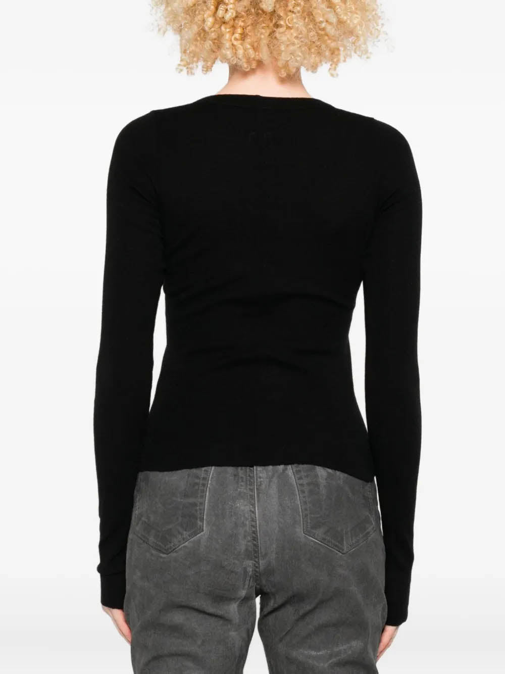 RICK OWENS Cropped Rib Long Sleeve Sweater