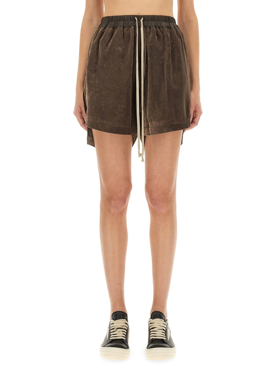 RICK OWENS Viscose and Cupro Mini Shorts (Size 38)