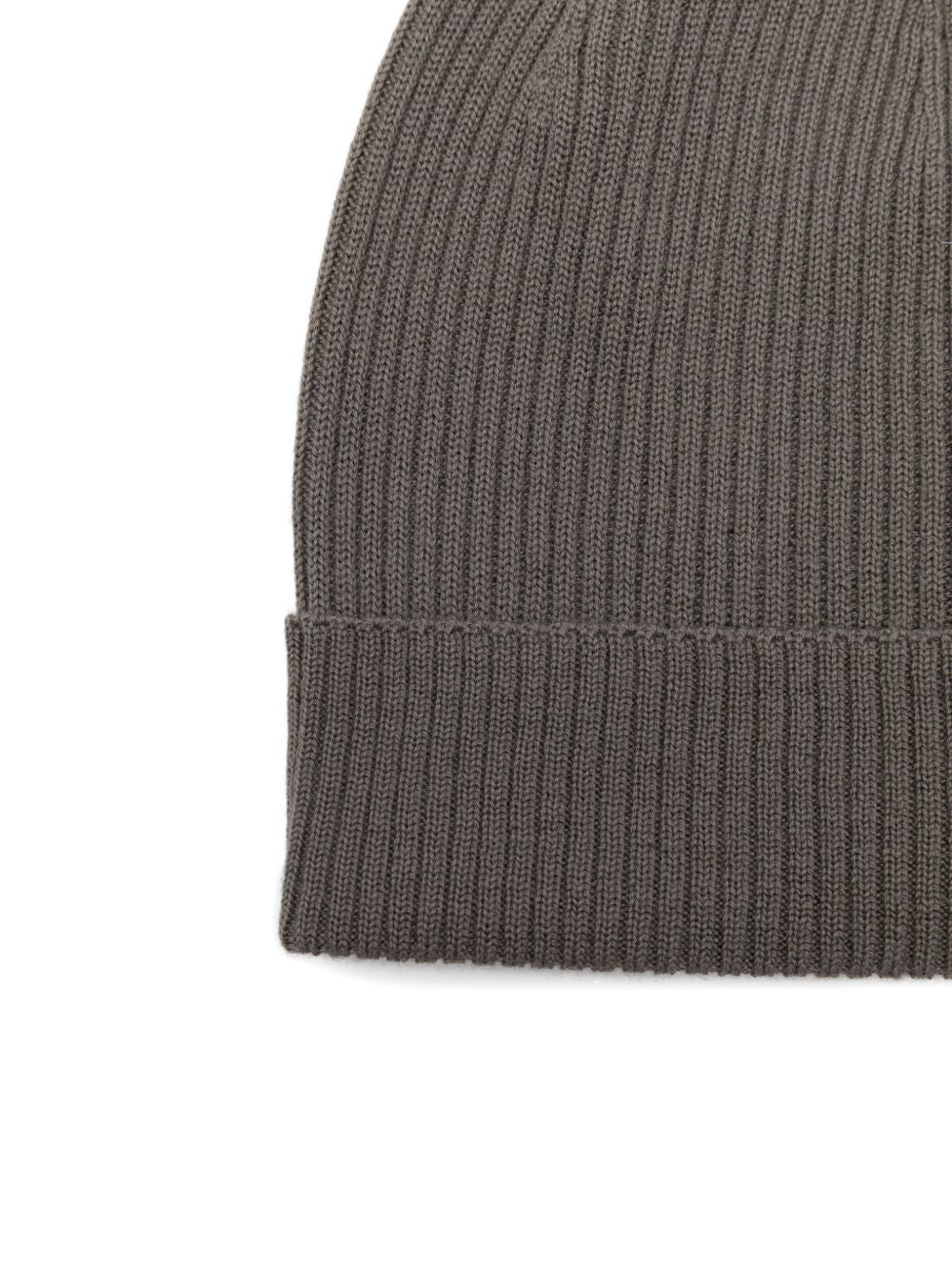 RICK OWENS Ribbed Wool Beanie with Turn-Up Brim