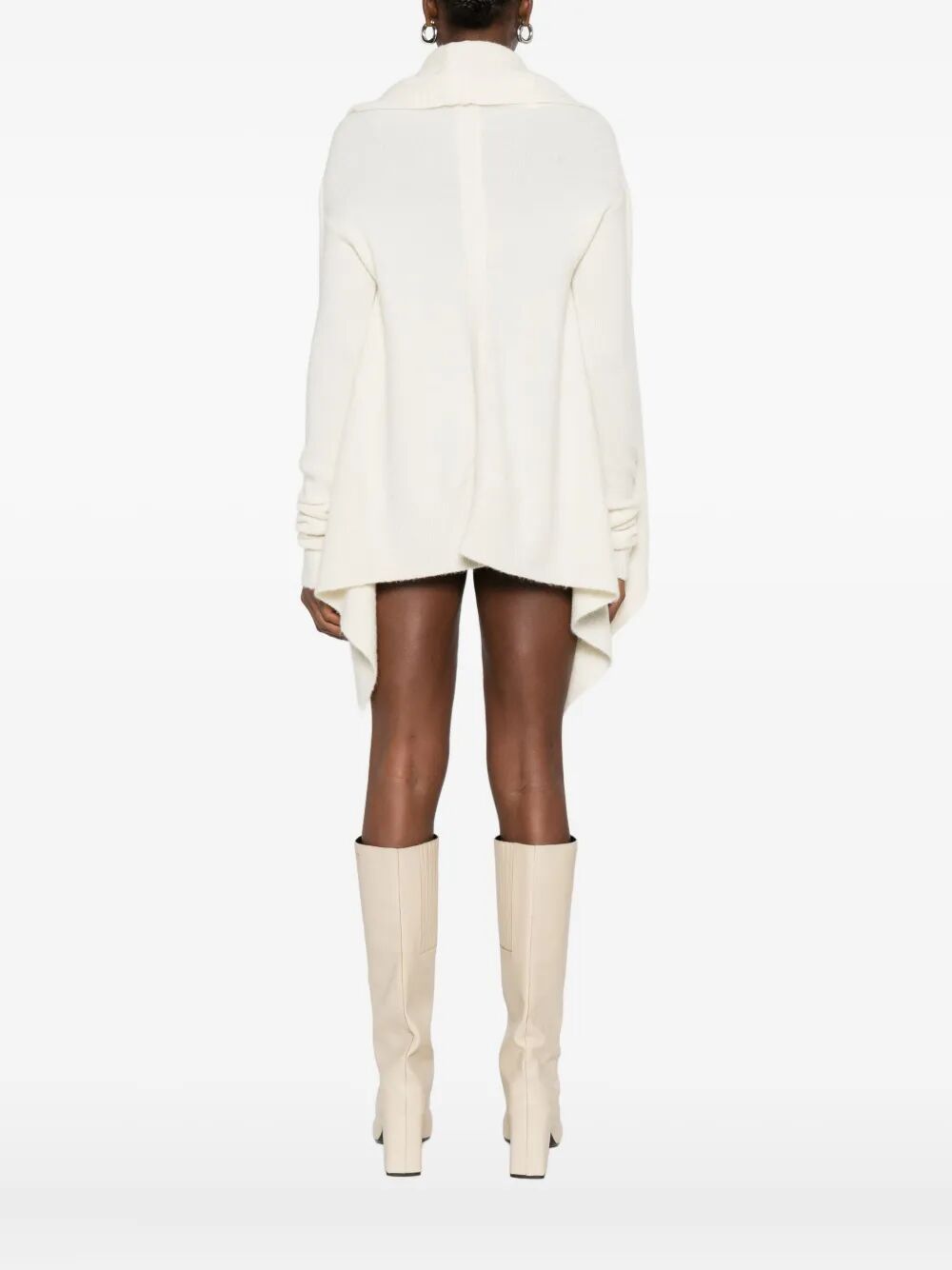 RICK OWENS Knit Hooded Medium Wrap Cardigan