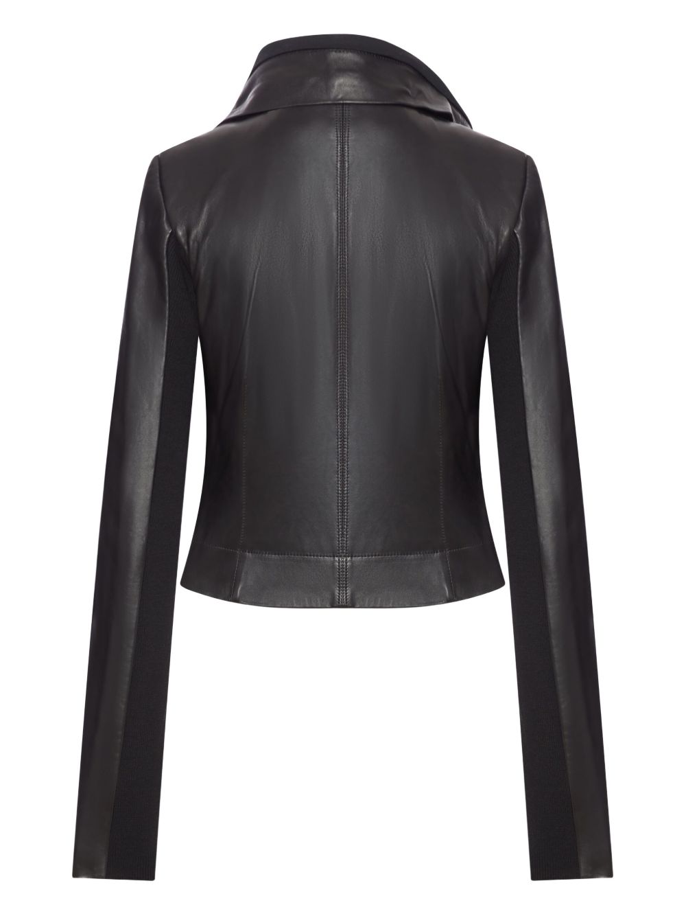 RICK OWENS Asymmetrical Collar Leather Biker Jacket for Women