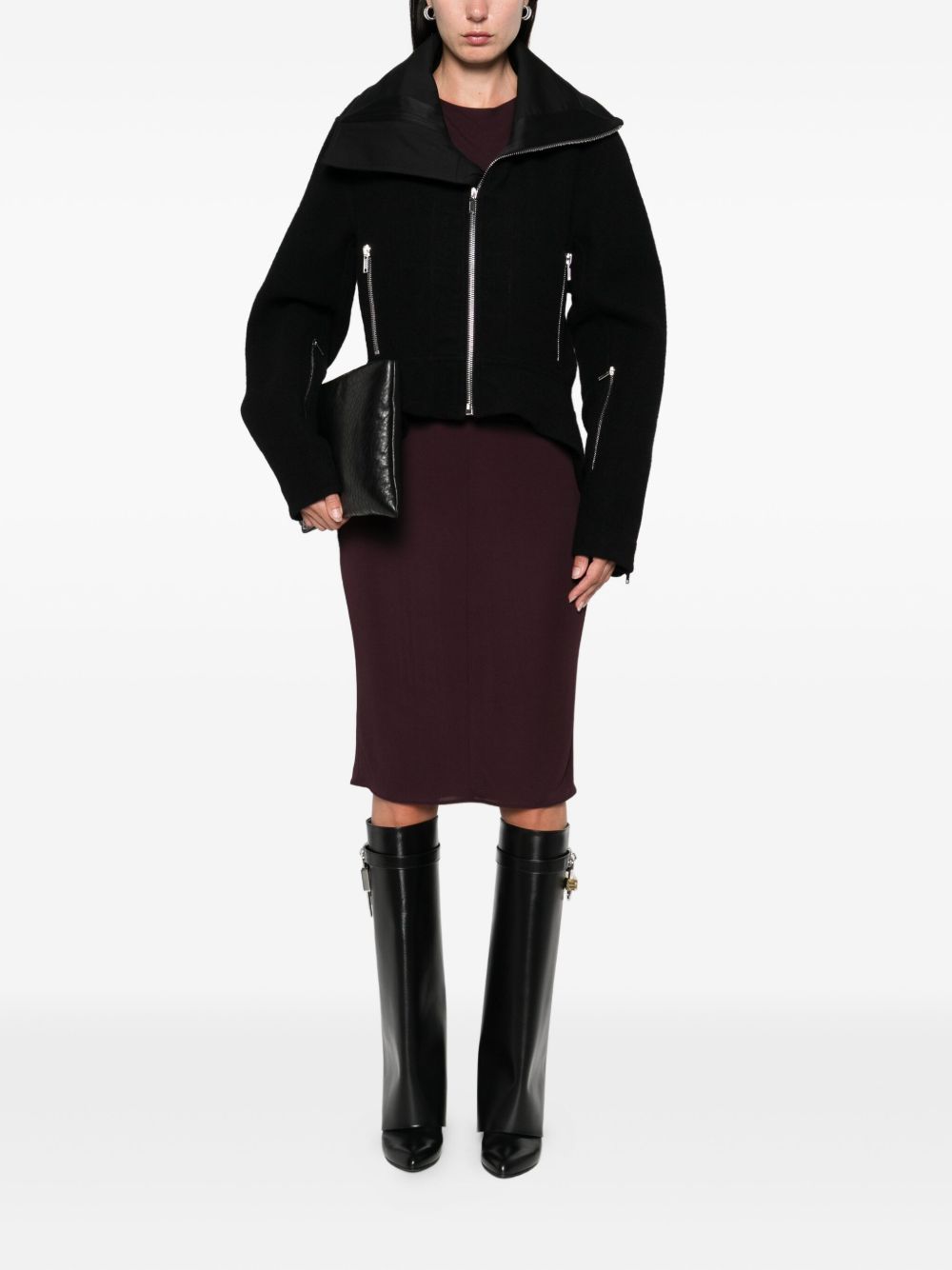 RICK OWENS Asymmetrical Wool Jacket with Zip Fastening for Women