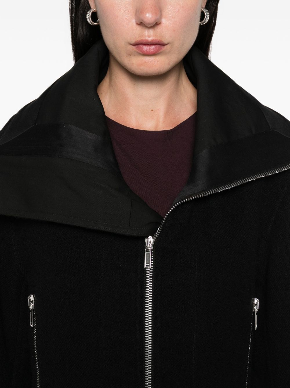 RICK OWENS Asymmetrical Wool Jacket with Zip Fastening for Women