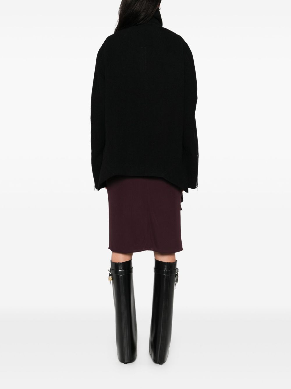 RICK OWENS Asymmetrical Wool Jacket with Zip Fastening for Women