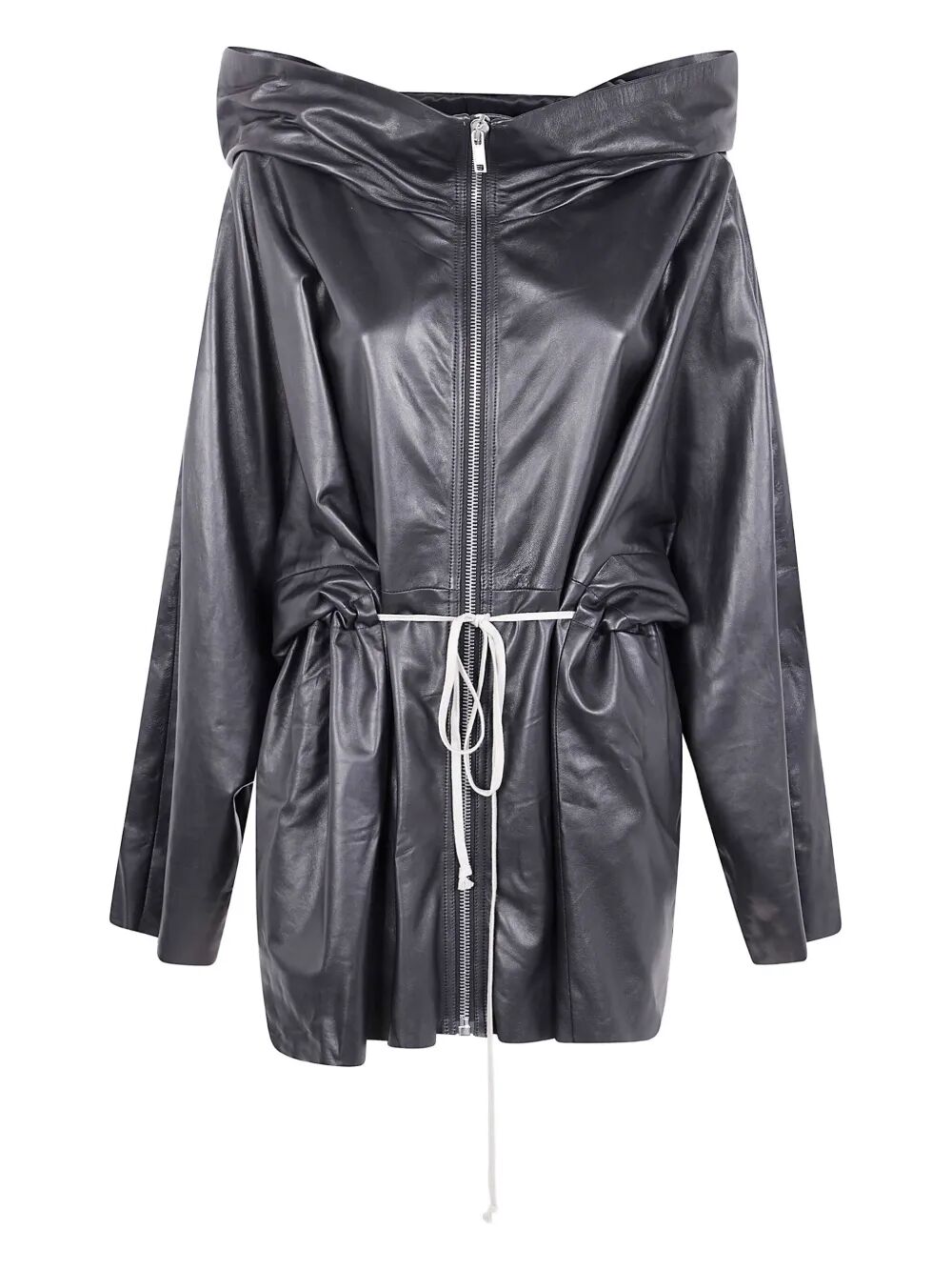 RICK OWENS Women's Zipfront Hooded Leather Jacket