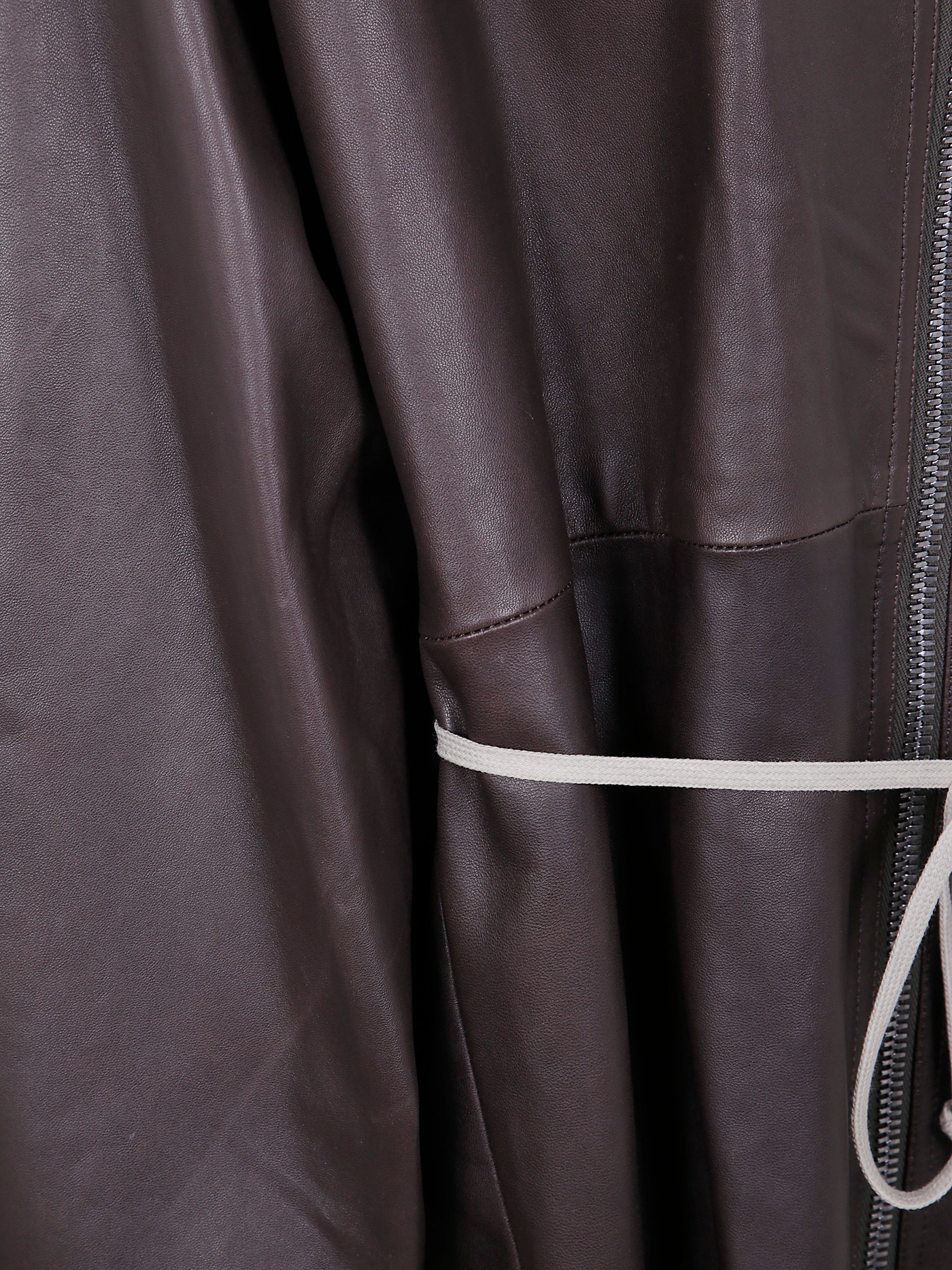 RICK OWENS Zip-Front Hooded Leather Jacket for Women