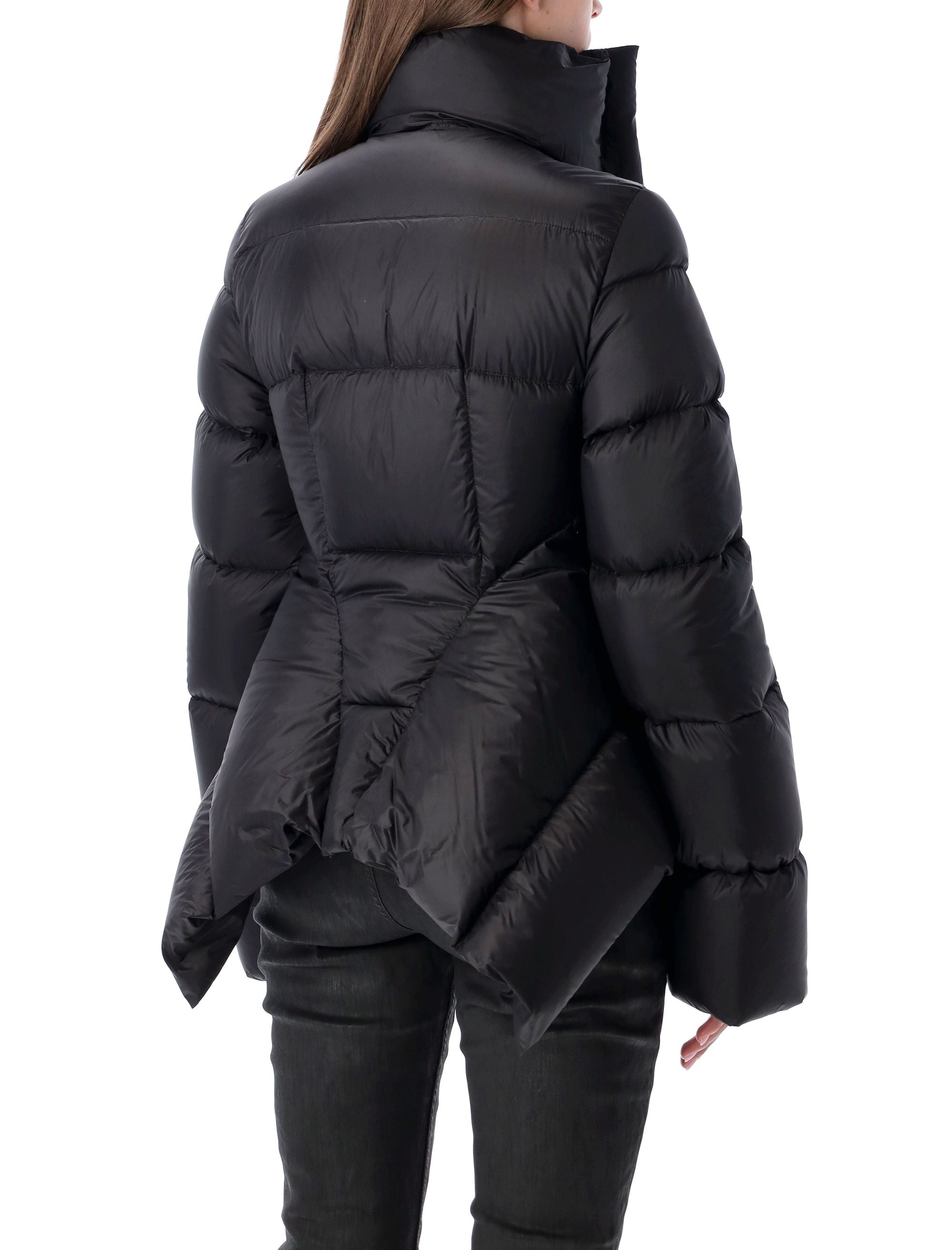 RICK OWENS Padded Down Jacket with High Collar - Longer Length
