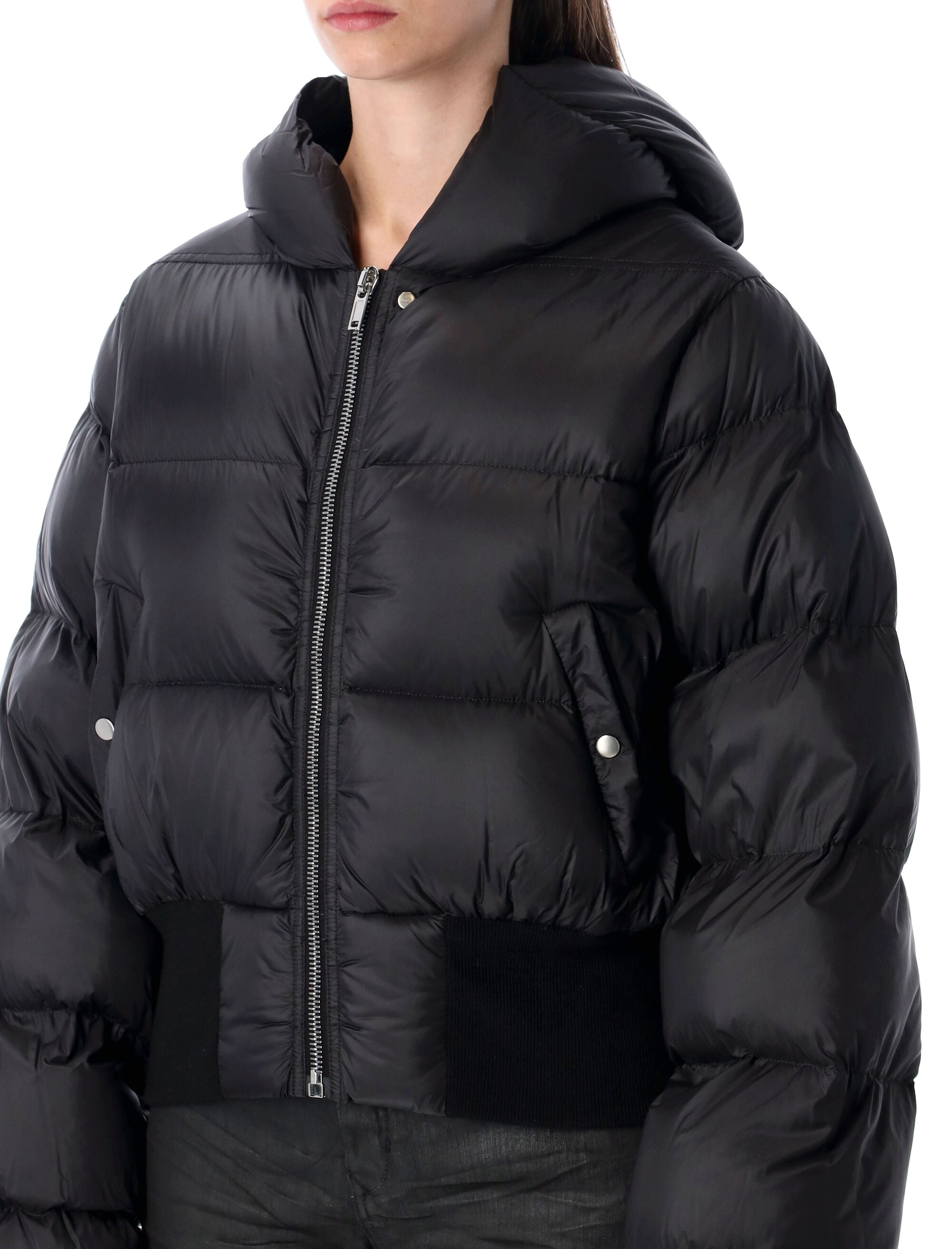 RICK OWENS Cropped Hooded Down Jacket for Women