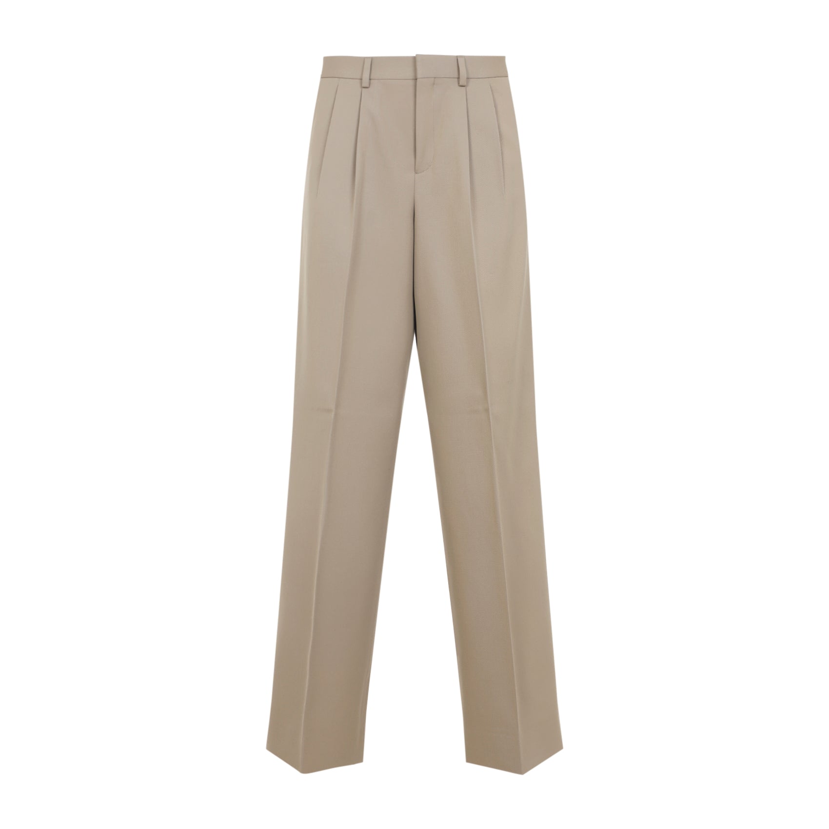 CELINE Pleated Cotton and Wool Pants - Mid-Waist