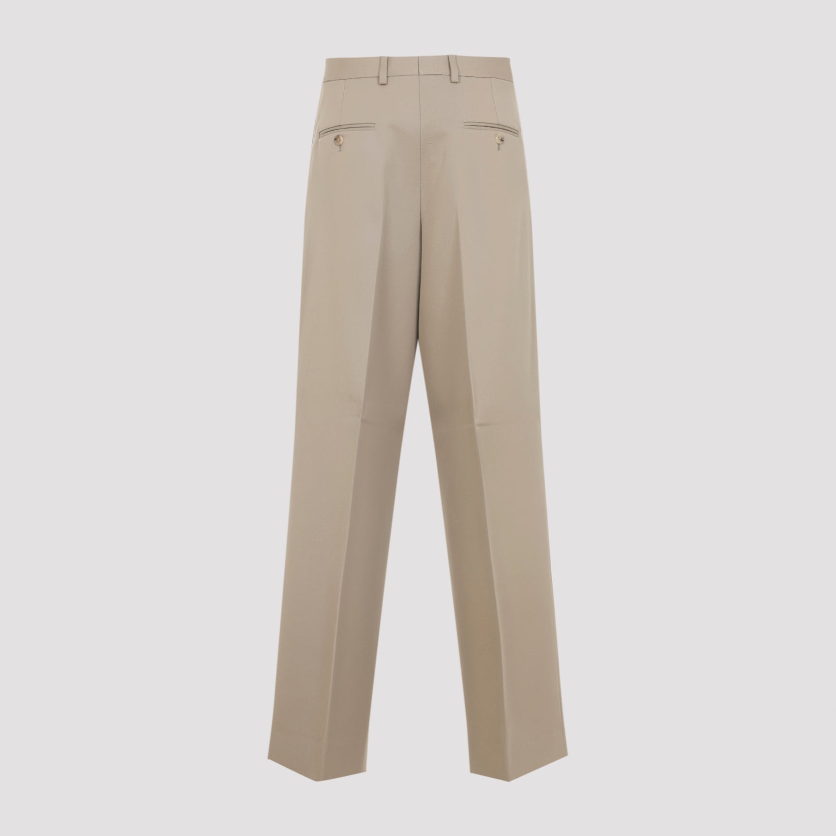 CELINE Pleated Cotton and Wool Pants - Mid-Waist