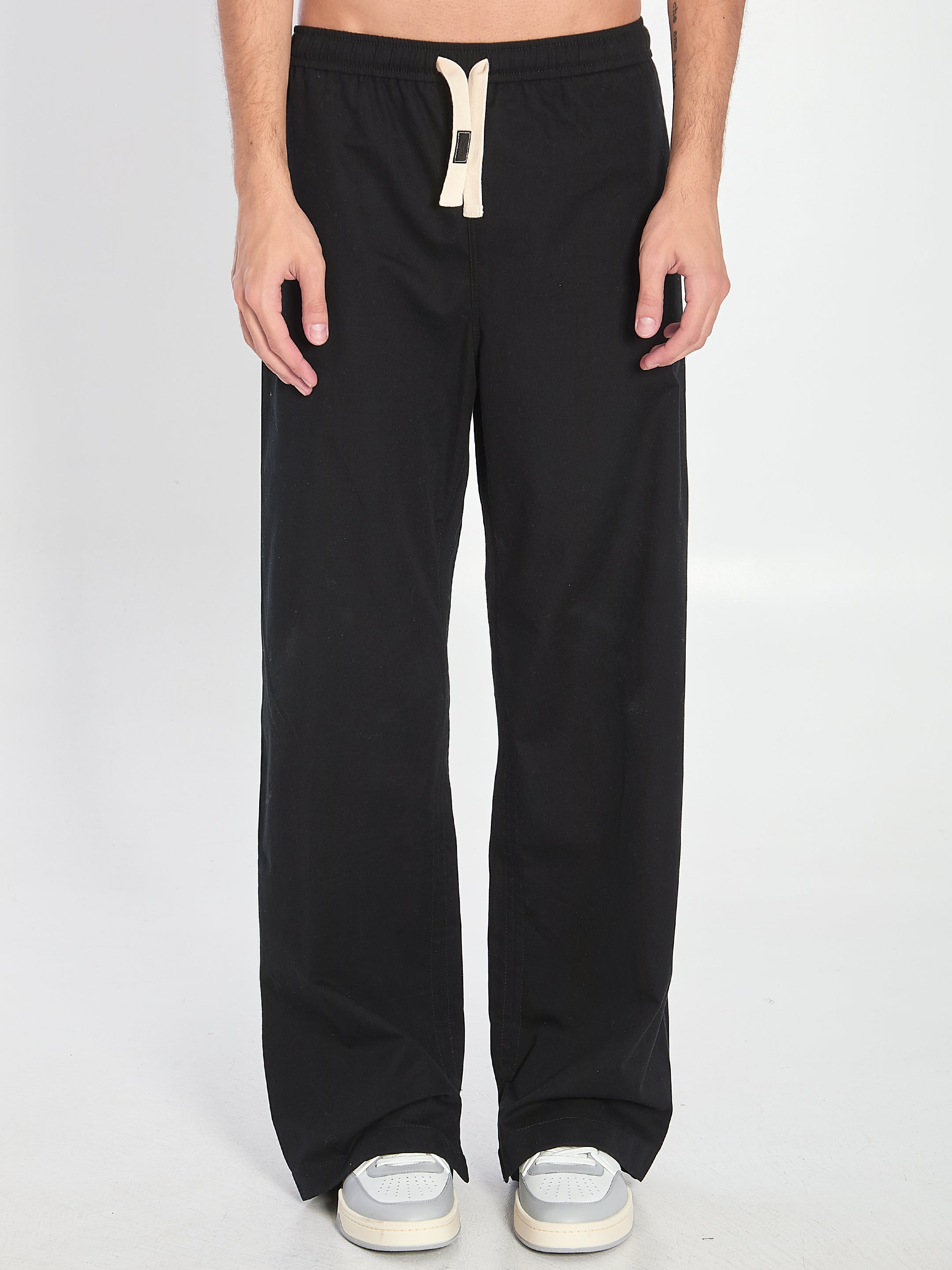 CELINE Cotton Loose-Fitting Trousers with Drawstring Waist
