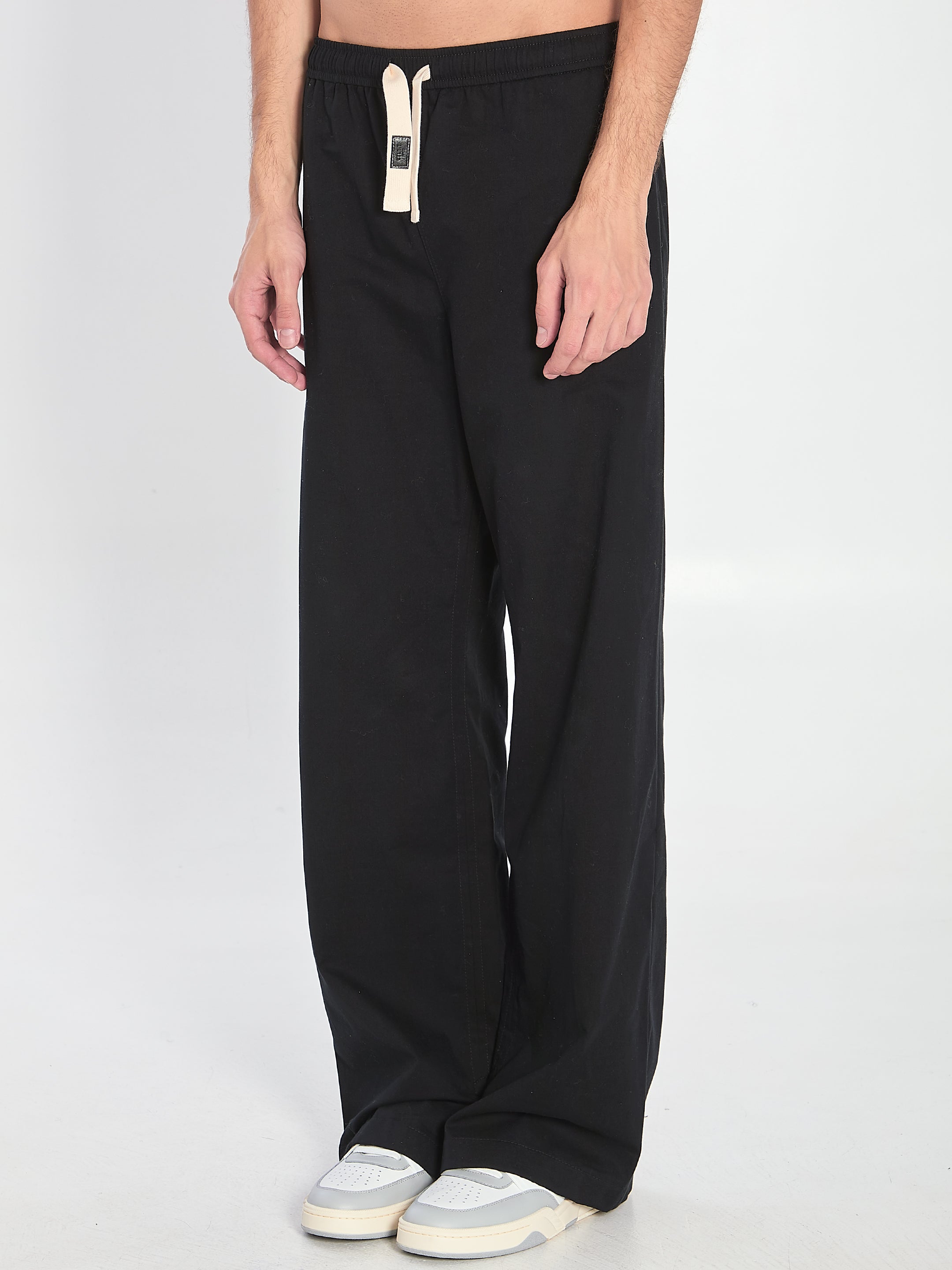 CELINE Cotton Loose-Fitting Trousers with Drawstring Waist