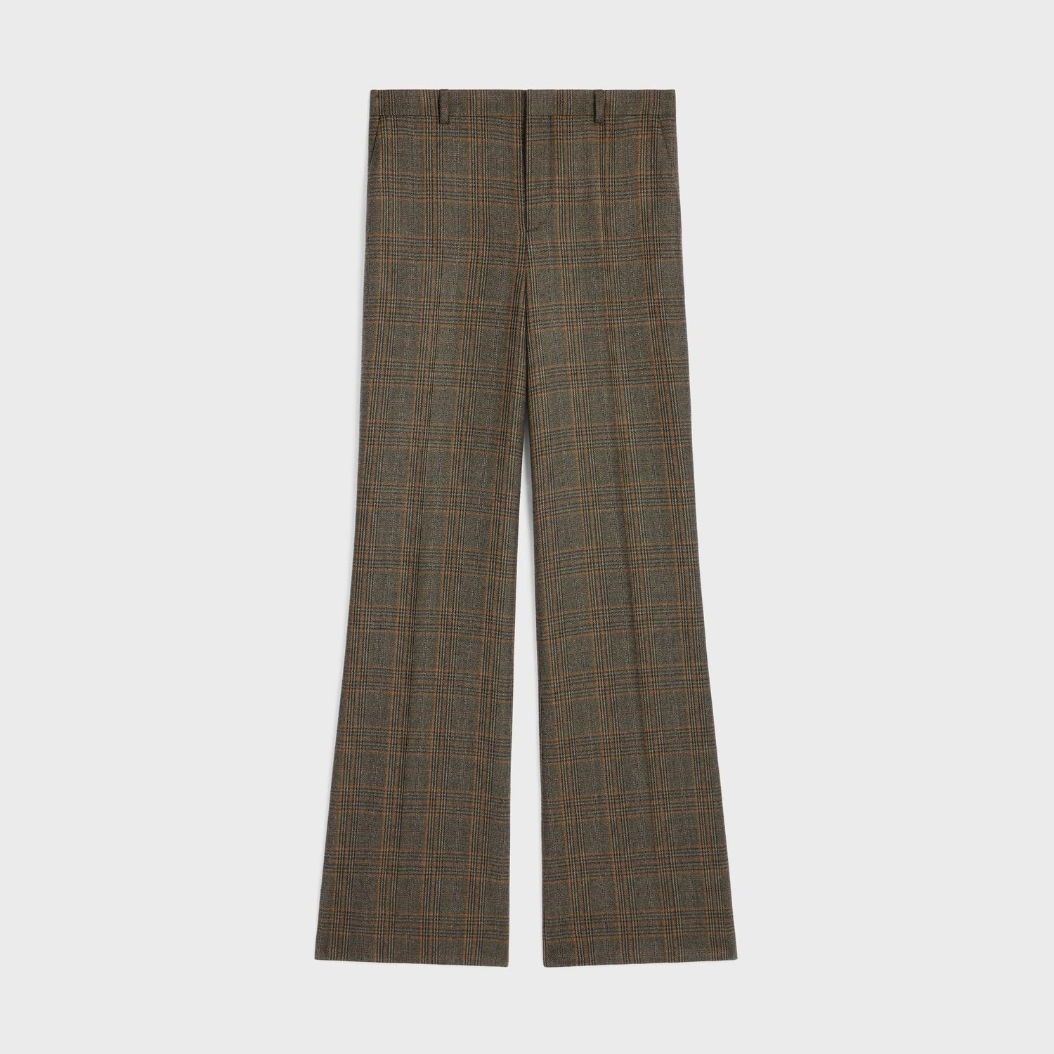 CELINE Women's Prince of Wales Wool Trousers