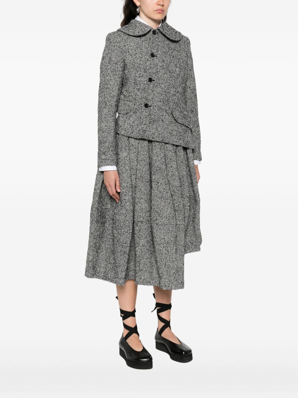 COMME DES GARÇONS Asymmetric Wool Jacket with Peter Pan Collar
