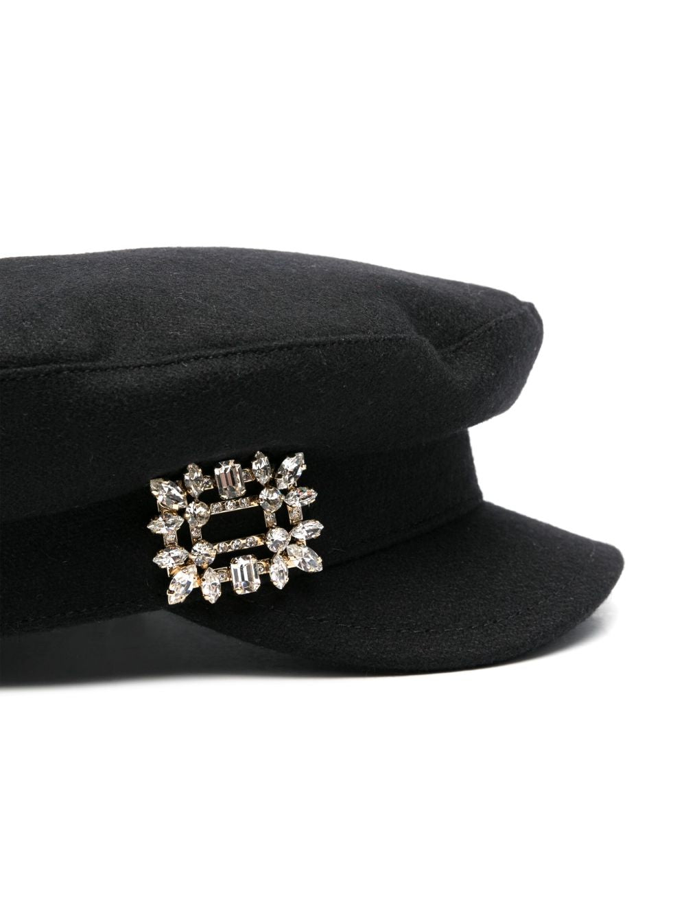 ROGER VIVIER Wool Blend Crystal-Buckle Flat Crown Handbag