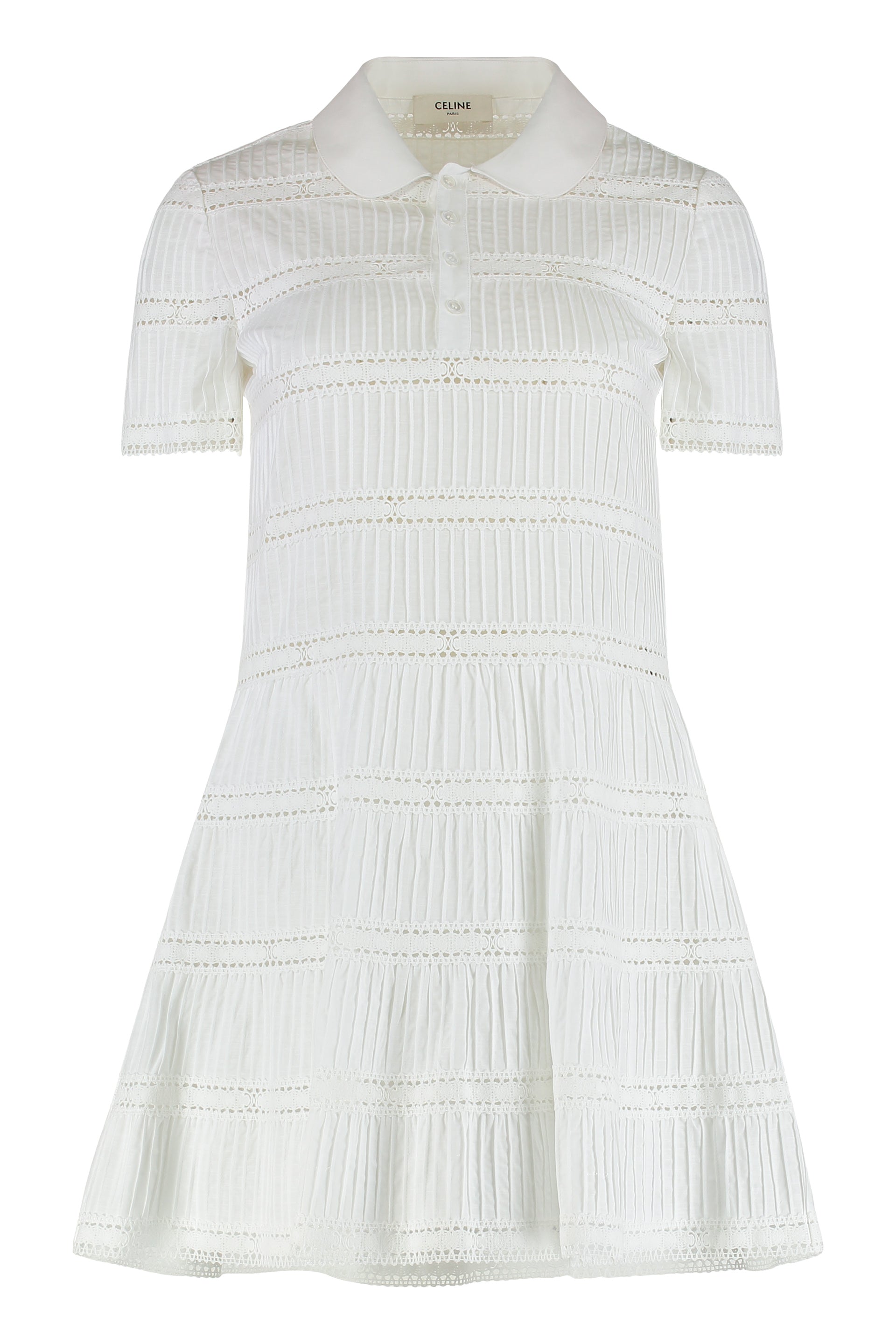 CELINE Trapeze Dress with Embroidered Trim