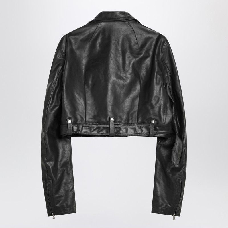 RICK OWENS Cropped Biker Leather Jacket
